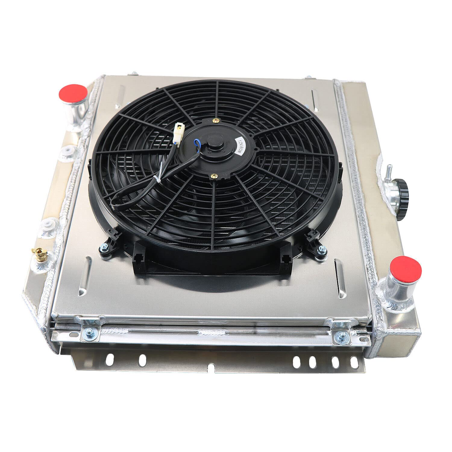 4 Row Aluminum Radiator for 1967-1970 Ford Mustang Maverick Falcon Fairlane Torino 68 69 70 - Compatible with 1966-73 Mercury Comet & 1970 Cougar - Full Aluminum Radiator with Shroud Fan Relay Kit - Perfect for Classic Car Restoration & High-Performance Cooling Upgrades