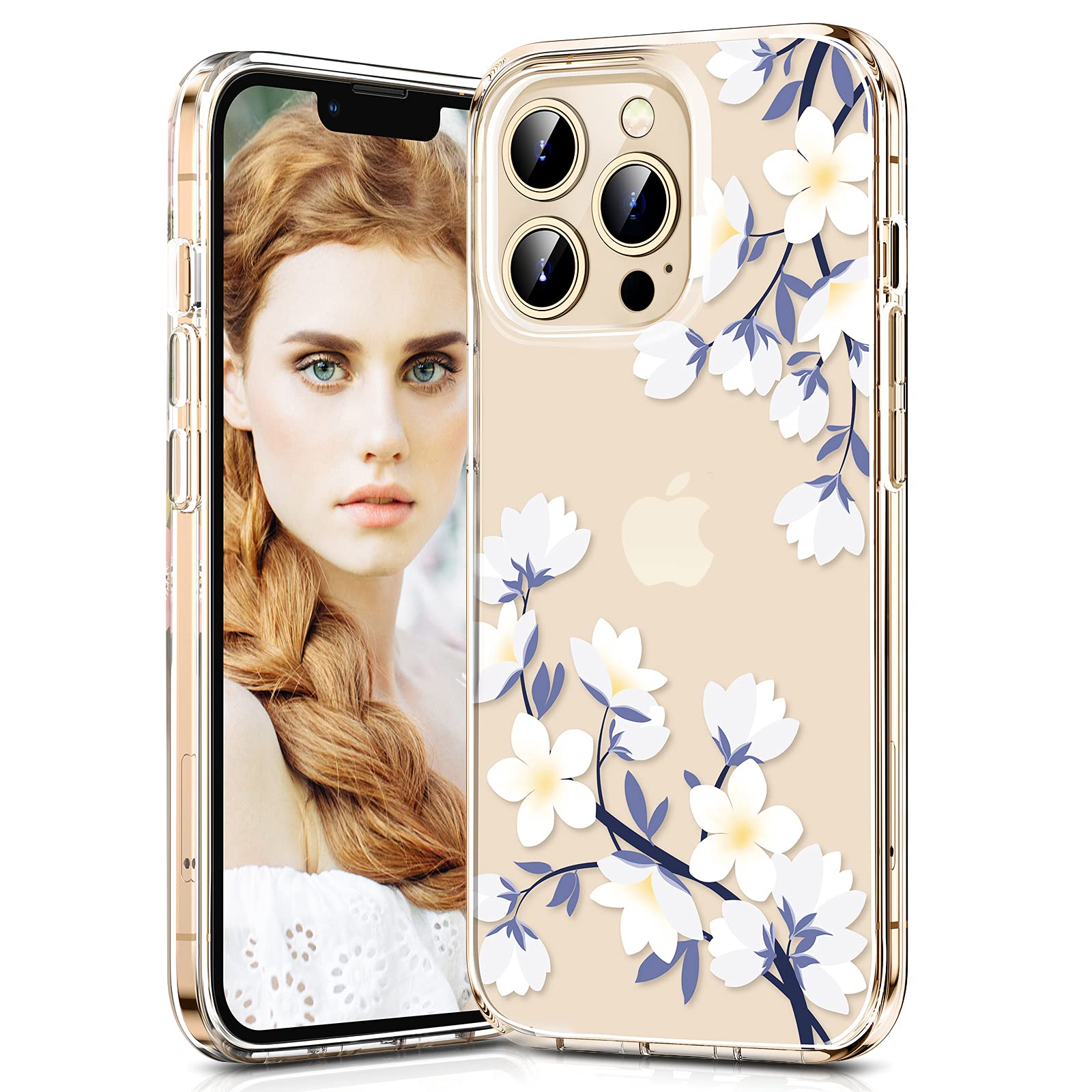 **Premium Crystal Clear Floral iPhone 13 Pro Max Case (6.7 Inch) - Slim Shockproof Silicone Hard Cover for Women & Girls, Fade-Resistant Cute Flower Design - Perfect for Daily Use, Travel & Gift Giving**