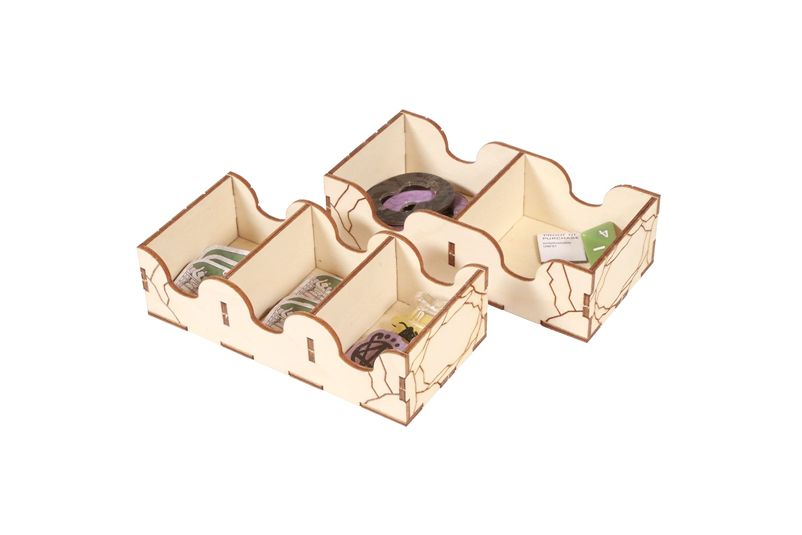 Premium Wooden Game Organizer for Unfathomable Board Game - Broken Token Storage Box with Multiple Trays | Perfect for Organized Game Nights & Tabletop RPG Sessions