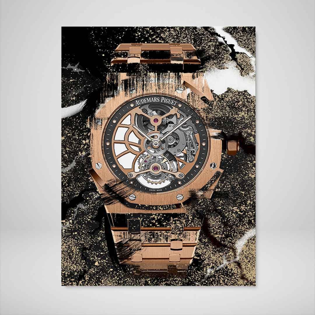 DEVICI AP Royal Oak Tourbillon Openworked Inspired Watch Wall Art - Luxury Motivational Canvas Poster for Men's Room & Office Decor | Perfect for Watch Enthusiasts & Modern Home Decoration