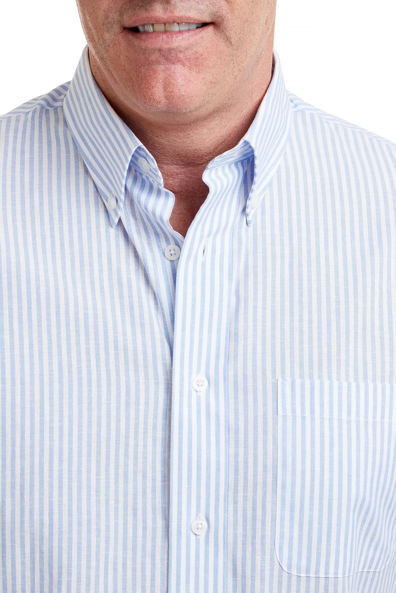 Chase Linen Shirt - Blue Stripe Casual Button Down for Men | Perfect for Summer Outfits & Beach Vacations