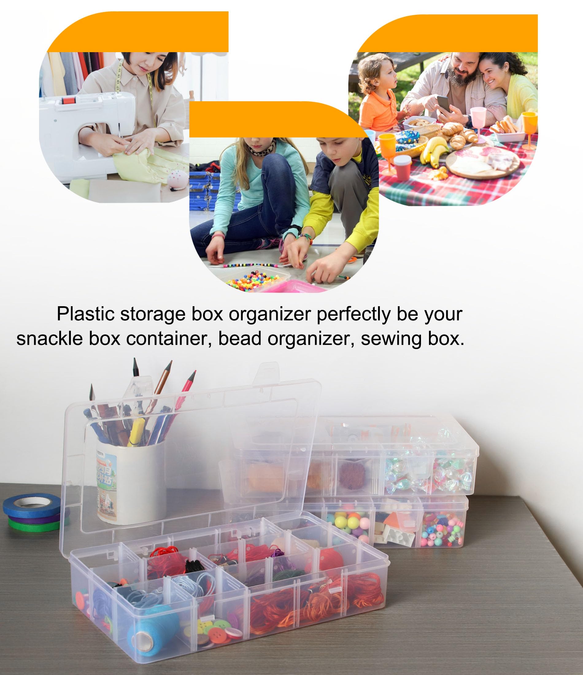 Clear Plastic Tackle Box Organizer with Dividers - 15 Grid for Beads & Snacks
