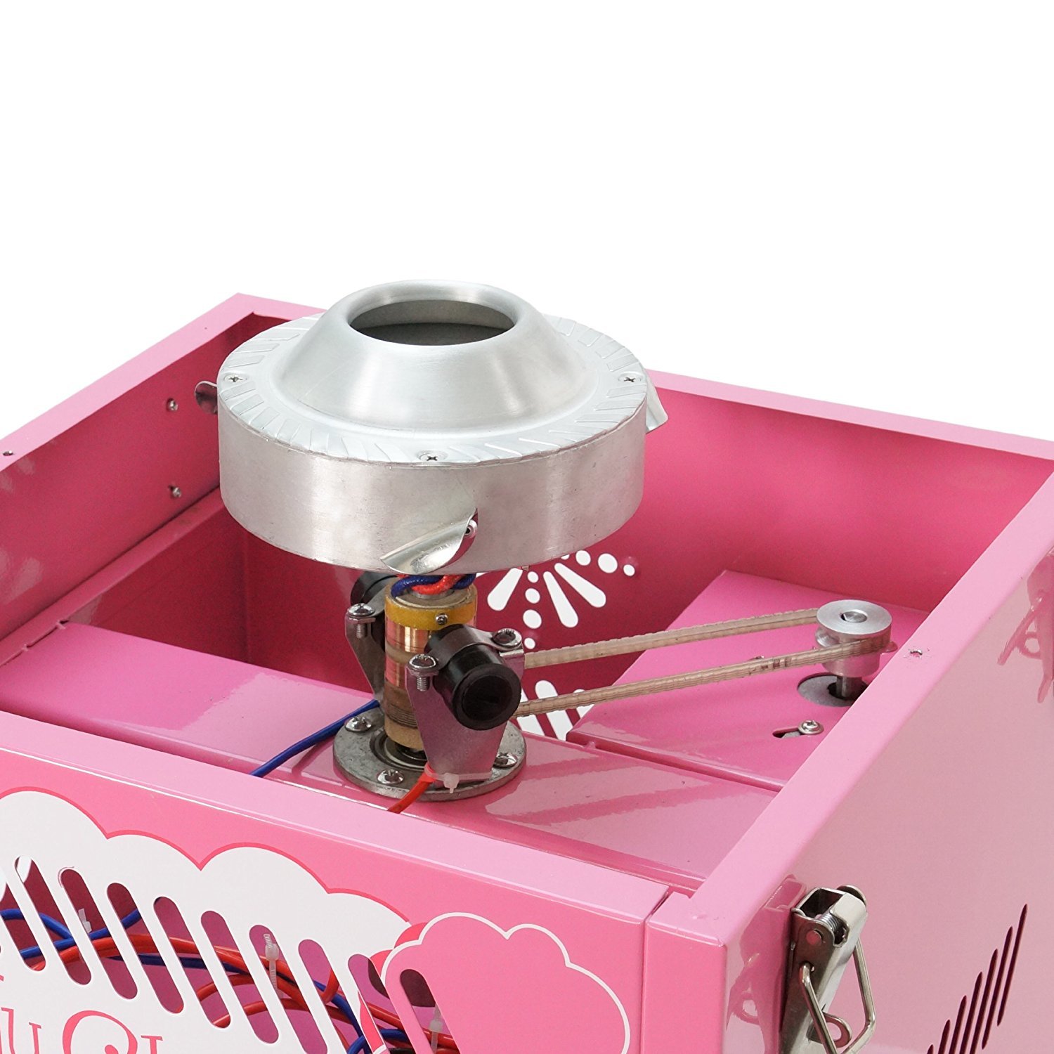 Funtime FT1000CCK-P Pink Cotton Candy Machine with Wheels - Commercial Candy Floss Maker for Parties, Events, and Carnival Use - Portable Mobile Cart for Home & Business