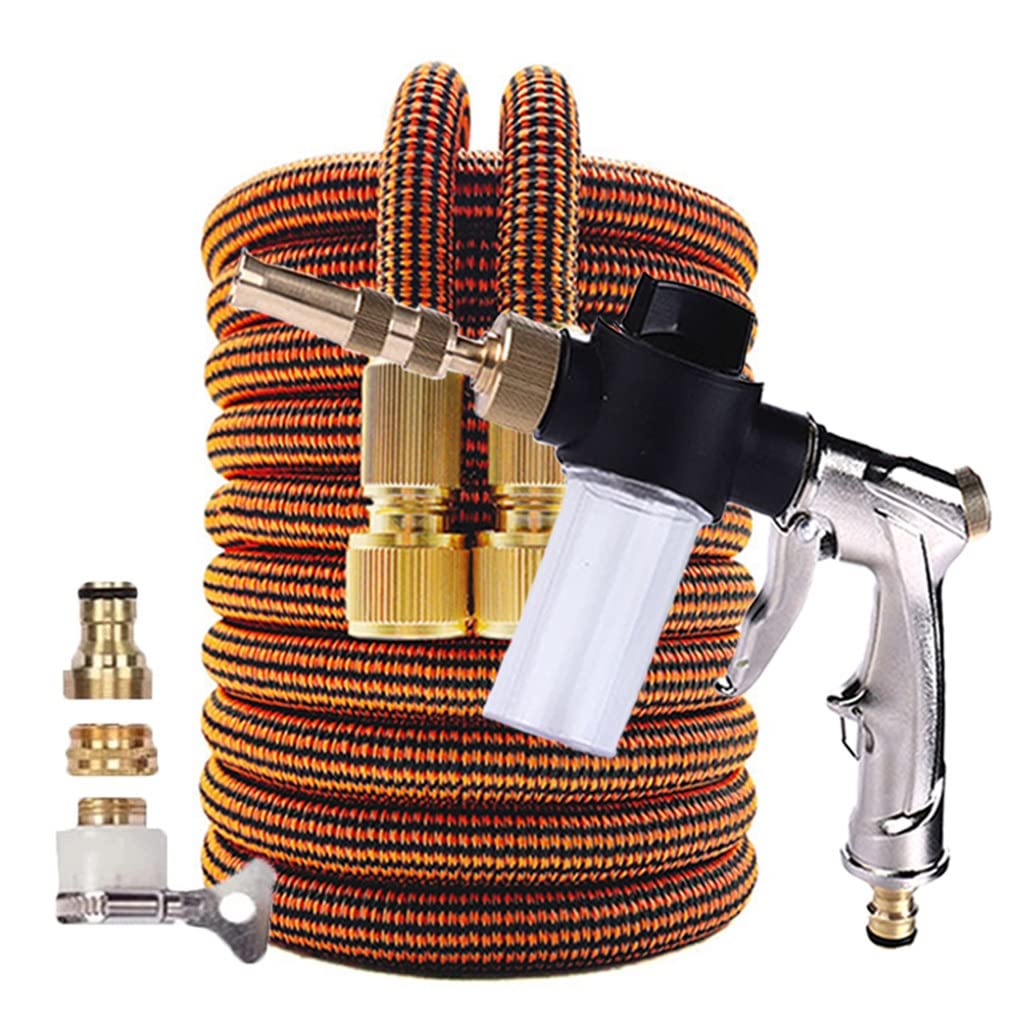 1/2 Inch High Pressure Magic Garden Hose with Water Gun Set - Flexible Car Wash & Irrigation Hose (50ft, Gray) - Perfect for Lawn Care, Car Washing & Outdoor Watering