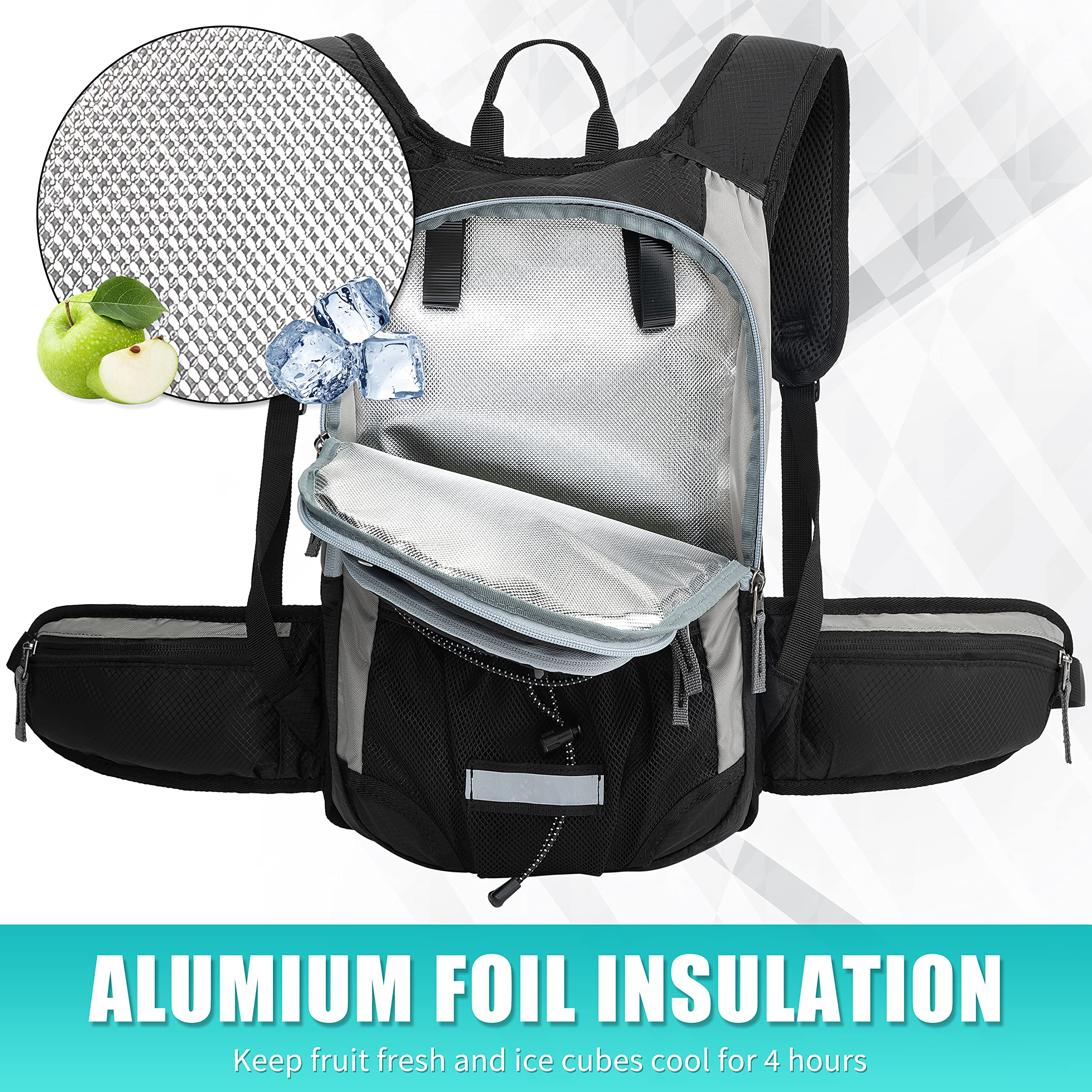 Miracol Insulated 2L Hydration Pack - Lightweight Hiking Water Backpack with Leakproof Bladder for Outdoor Adventures and Trail Running