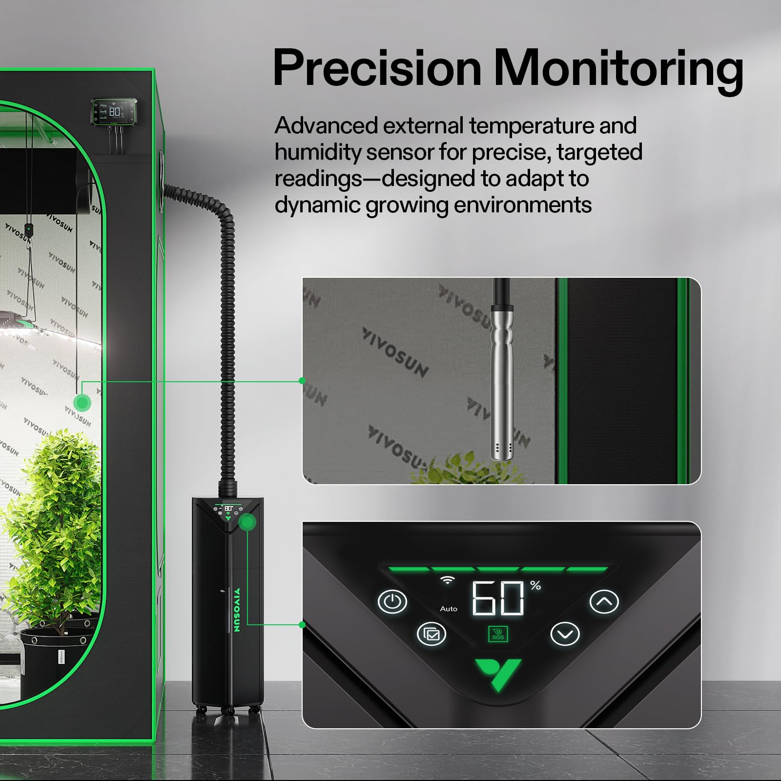 VIVOSUN AeroStream H19 Smart 19L Humidifier with Temperature & Humidity Sensor, Top Control Panel, Remote Control - Perfect for Grow Tents, Indoor Plant Cultivation & Home Hydroponics Systems