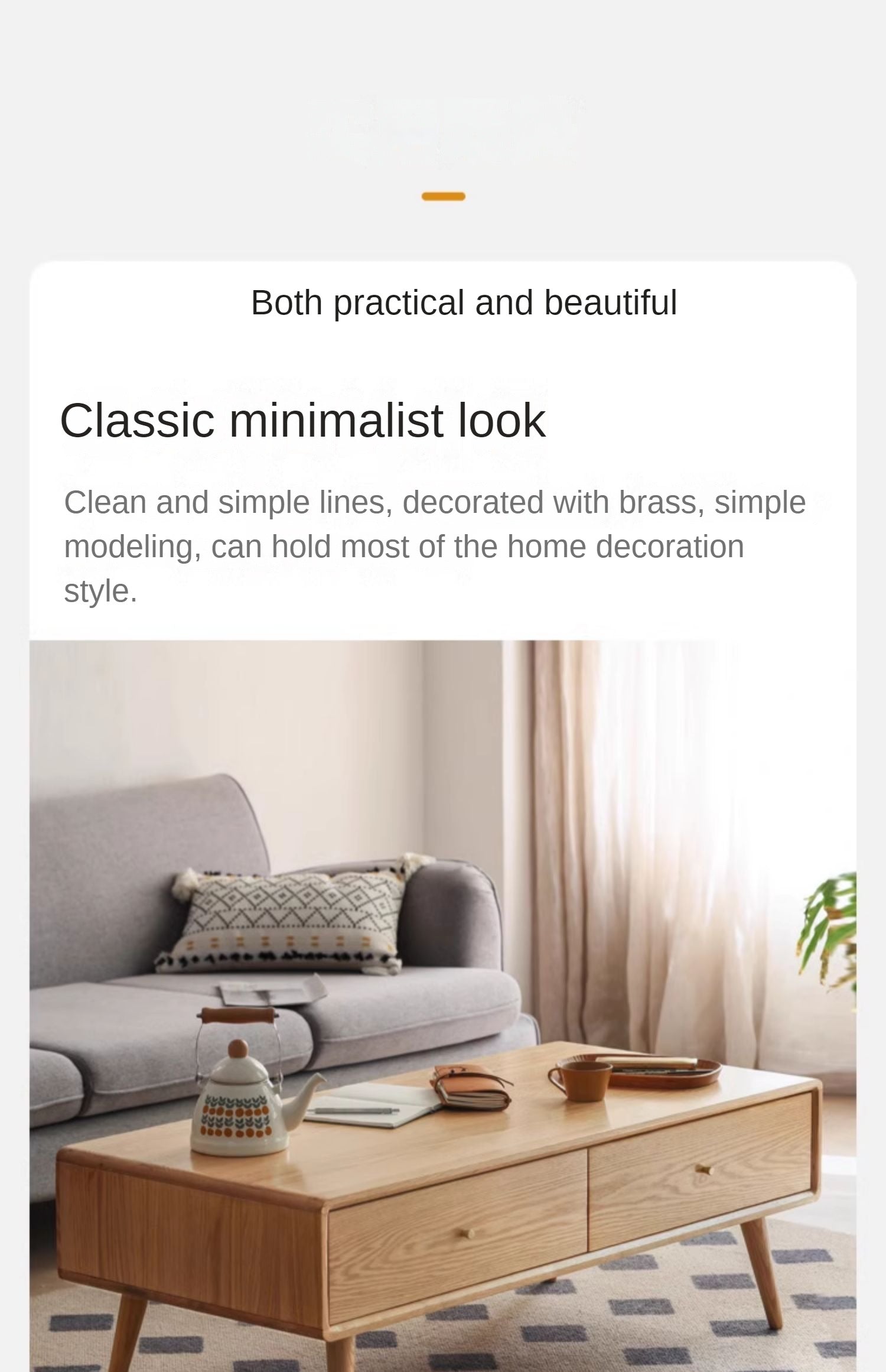 Solid Oak and Ash Wood Modern Nordic Coffee Table - Minimalist Living Room Furniture for Small Spaces and Apartments