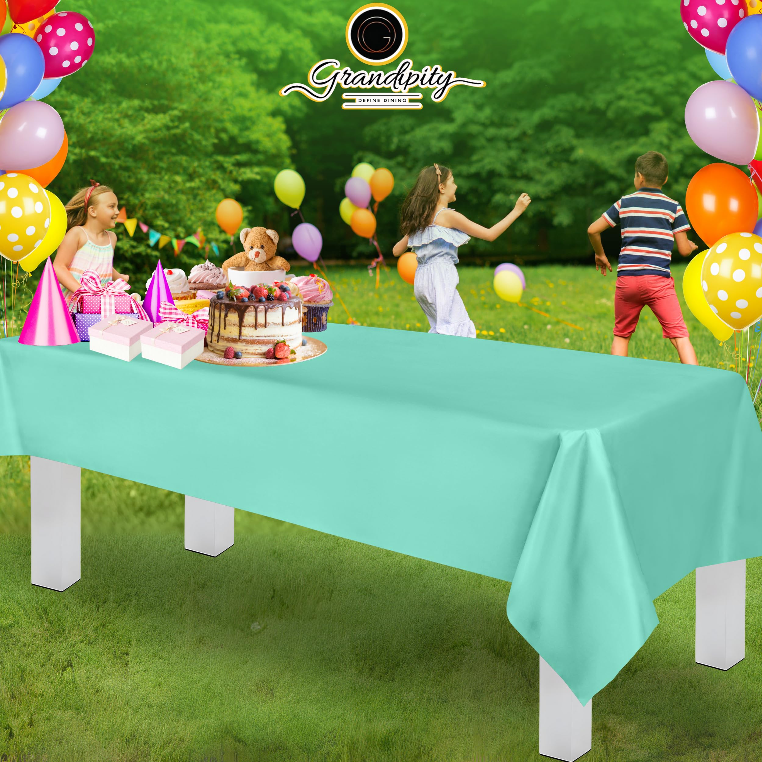 Premium Disposable Plastic Tablecloth (6 Pack) - 54x108 Inch Rectangle Table Cover for Parties, Picnics & Events - Waterproof & Durable for 6ft to 8ft Tables - Ideal for Birthday Celebrations, Outdoor Gatherings & Holiday Decorations
