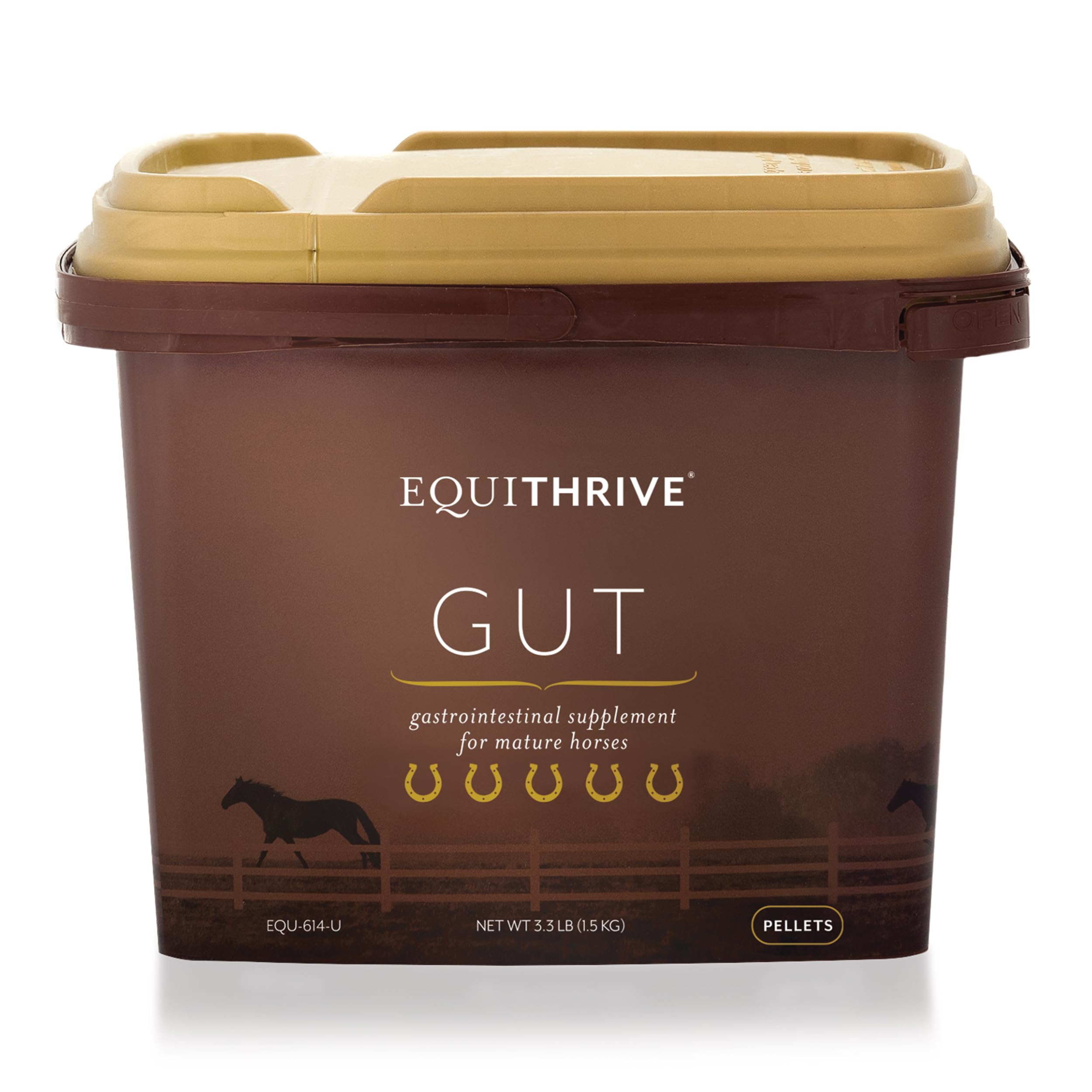 Equithrive Horse Gut Pellets - Probiotic Digestive Support Supplement with Psyllium Husk, Omega 3 & Sodium Bicarbonate for Horses - 3.3 lbs - Promotes Healthy Digestion & Gut Balance for Performance & Show Horses