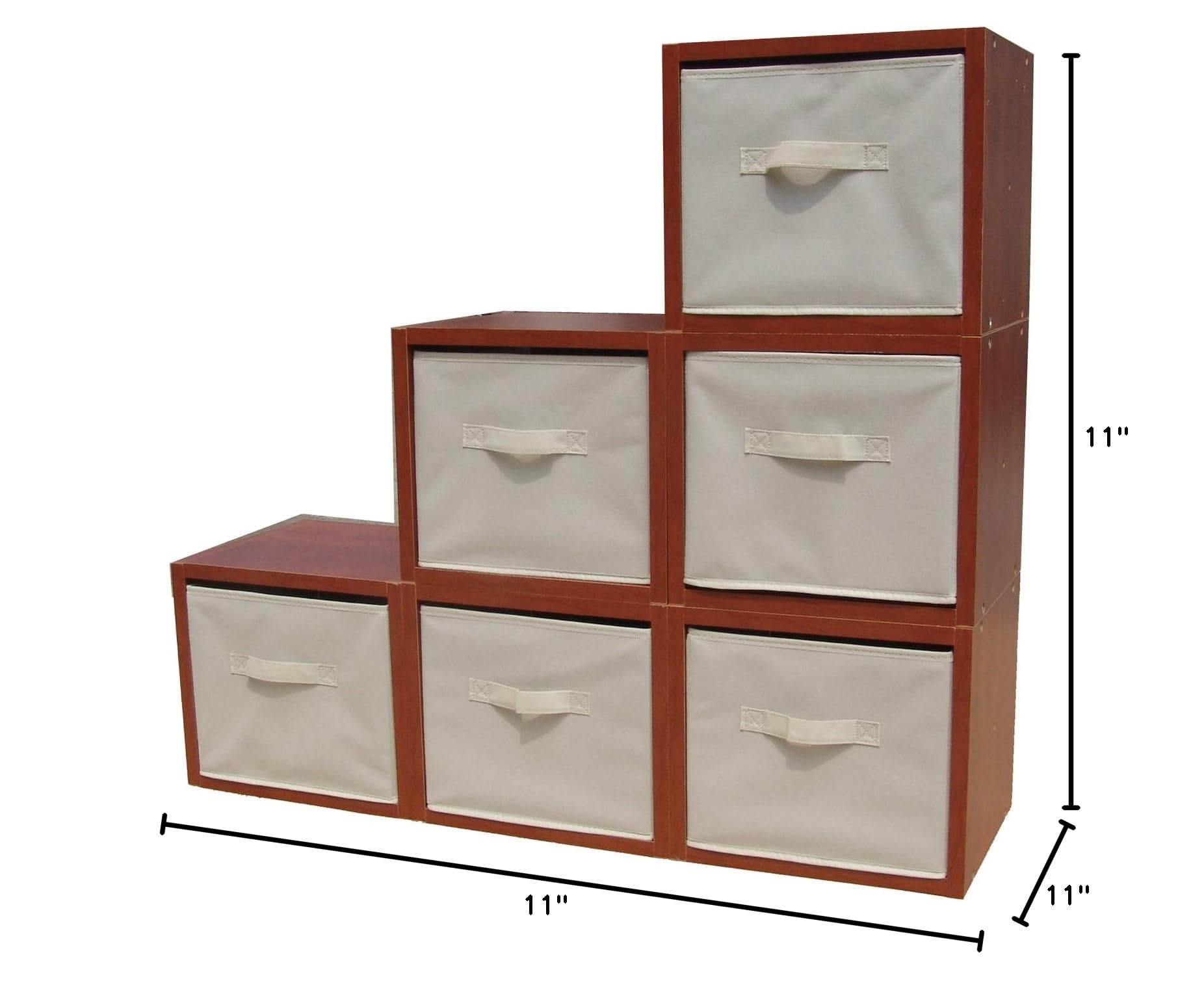 FixtureDisplays® 6-Piece Modular Wood Cubby Hole Storage Bin Set with Fabric Bins - Organizer for Kids Toys, Home Office & Closet Organization (Model 11364) - Perfect for Nursery, Playroom & Entryway Storage Solutions