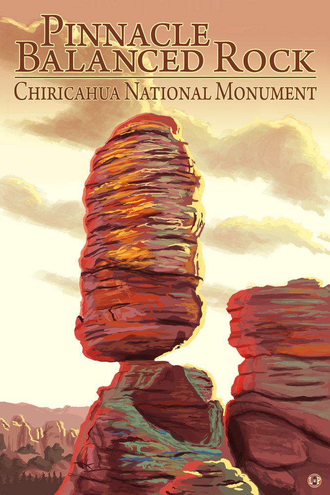 Chiricahua National Monument Pinnacle Balanced Rock 24x36 Signed Art Print - Landscape Wall Decor Poster for Living Room, Office & Home Decor