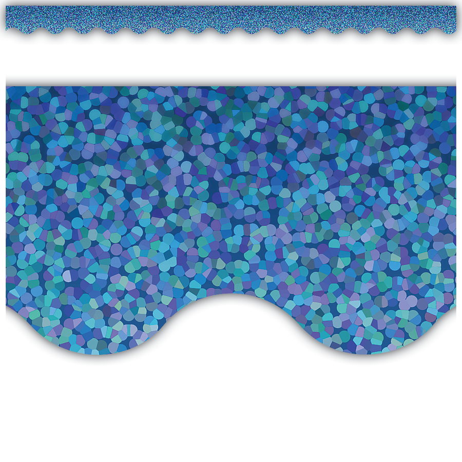 Blue Sparkle Scalloped Border Trim - Decorative Edge for Scrapbooking, DIY Crafts, and Classroom Bulletin Boards