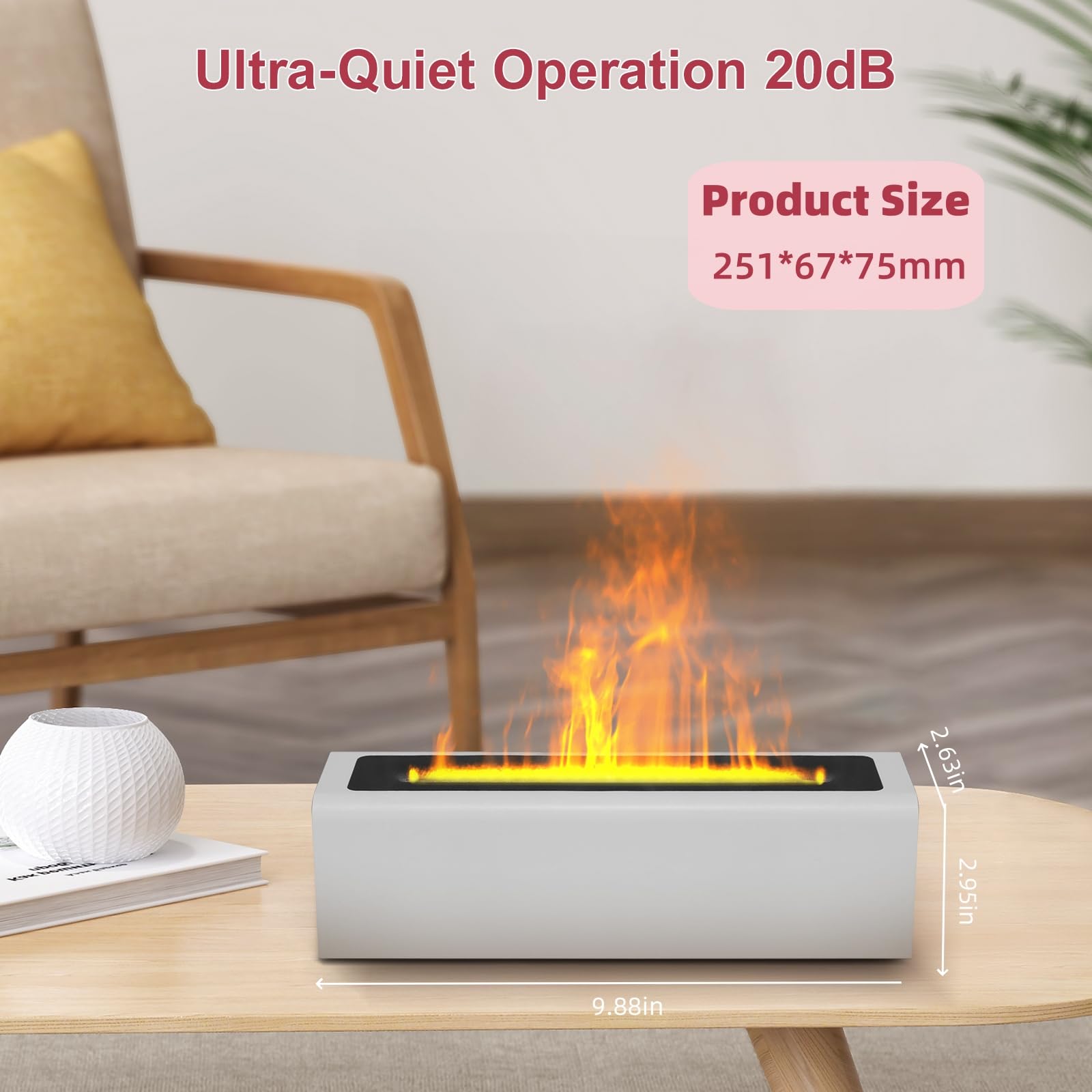 Portable Aromatherapy Essential Oil Diffuser with 7 Color Changing LED Flame Night Light - 2 Lighting Modes & Humidifier for Home, Office, Yoga, Spa, and Bedroom Relaxation