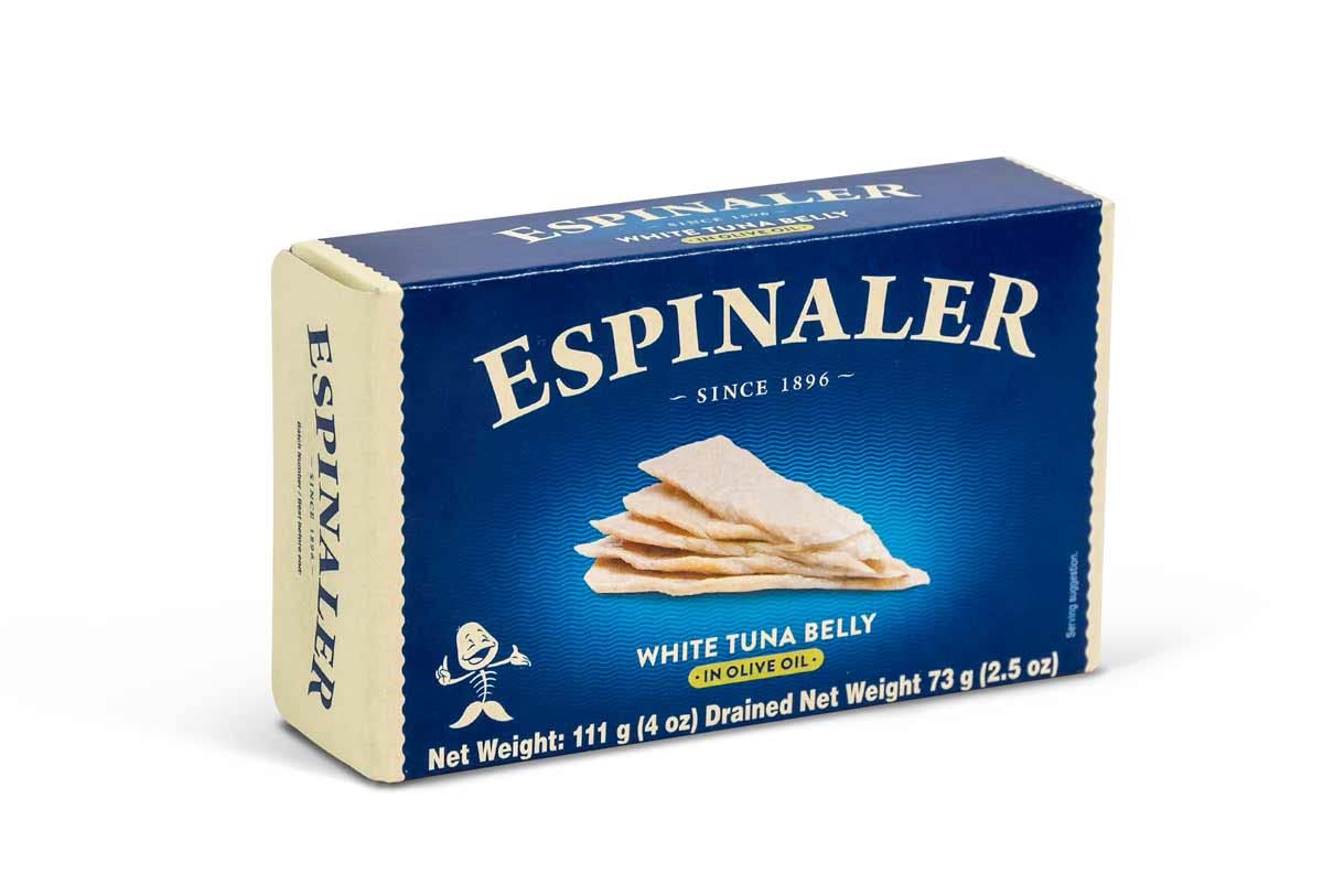 Premium Espinaler Bonito White Tuna Belly in Olive Oil - Classic Line, 120g Can - High-Quality Spanish Canned Fish for Salads, Tapas & Gourmet Cooking