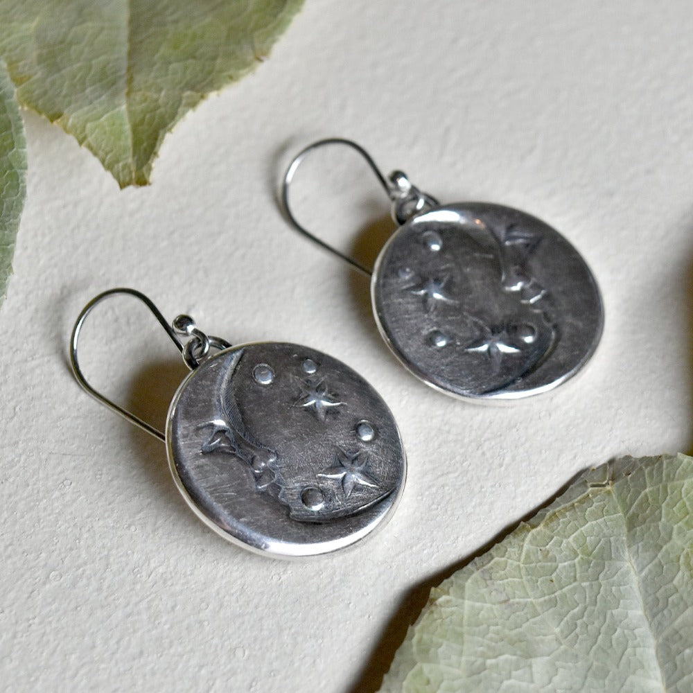 Luna Sterling Silver Earrings - Handcrafted Die Struck Jewelry for Women | Perfect for Weddings, Parties & Everyday Elegance