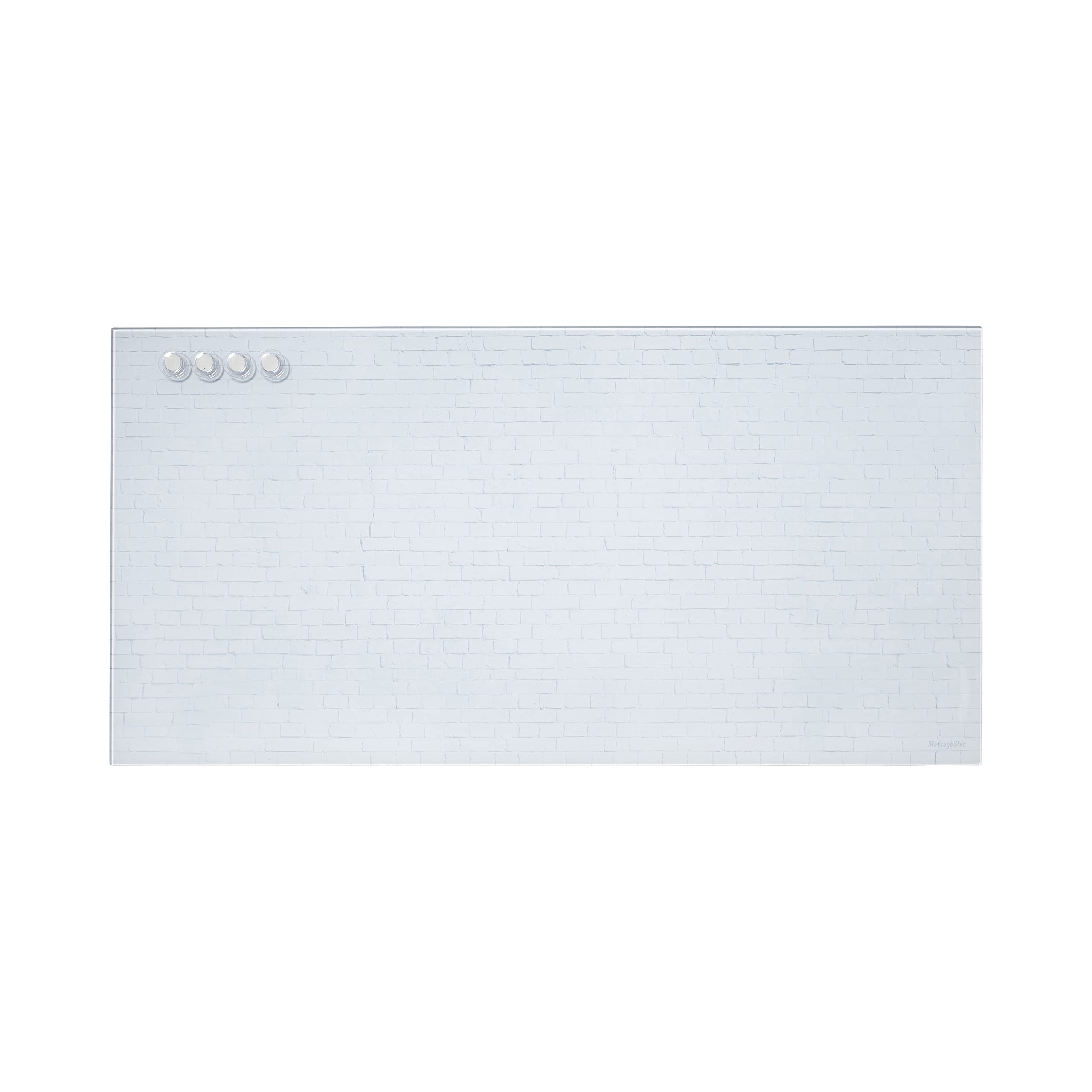 ECR4Kids Magnetic Dry-Erase Glass Whiteboard - 18x36 Inch Wall Mounted White Board with Magnets for Office, Classroom & Home Use - White Brick Design