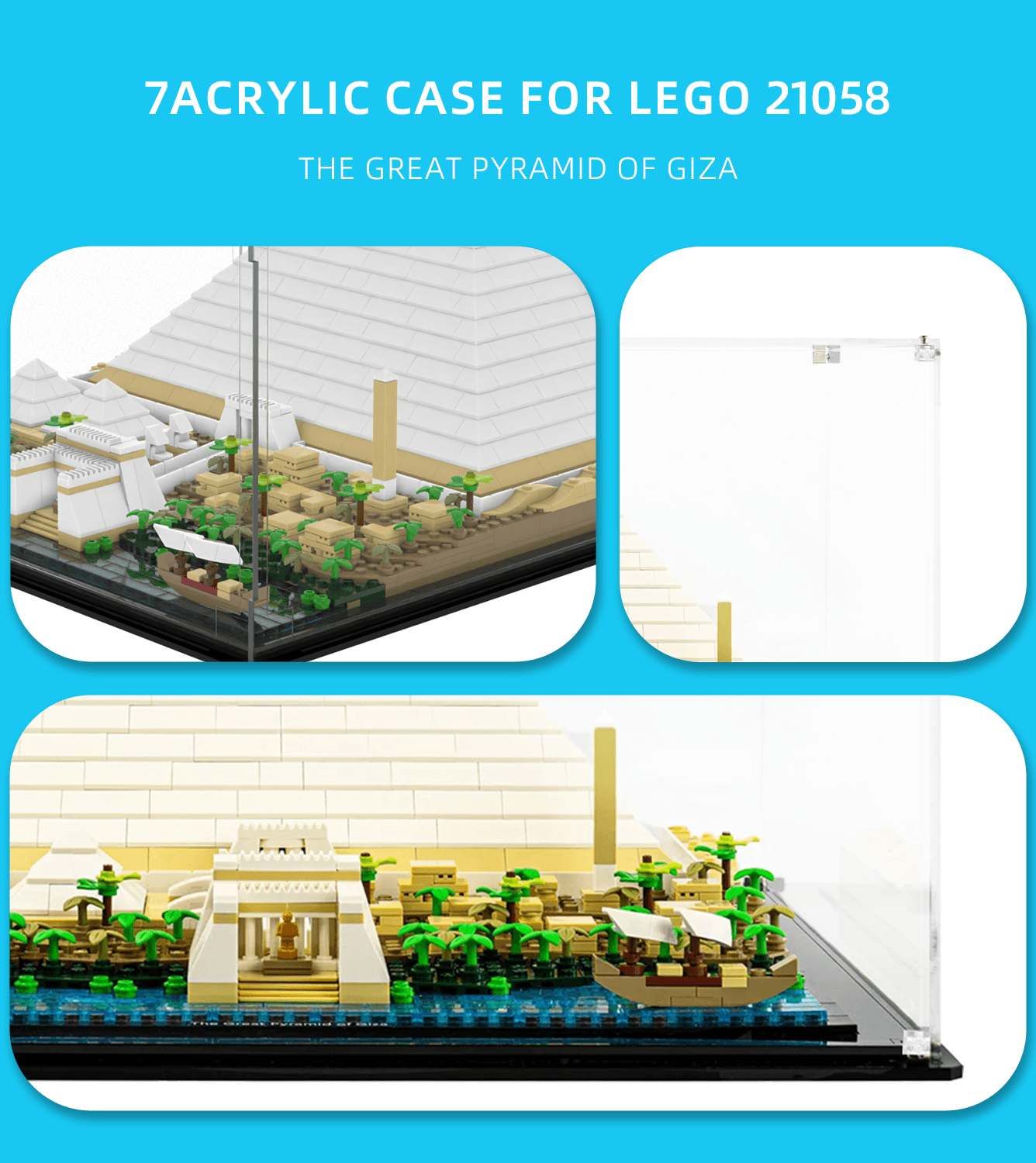 ICUANUTY Lego Display Case for The Great Pyramid of Giza 21058 - Clear Acrylic Showcase for Lego Architecture Sets - Perfect for Home Decor, Office Display & Collector's Showcase