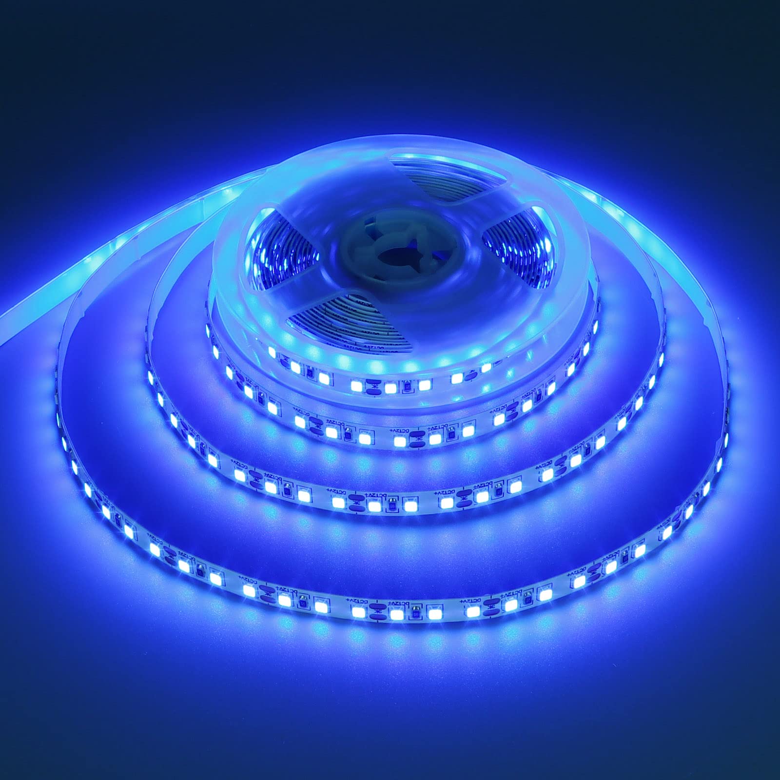 12V 5M/16.4ft Blue LED Strip Lights - 600 SMD2835 LEDs, Flexible High Brightness Non-Waterproof IP20 LED Tape Lighting for Bedroom, Christmas Decor, Party, Home Theater, Bar, Kitchen Cabinet & DIY Projects (Power Supply Not Included)
