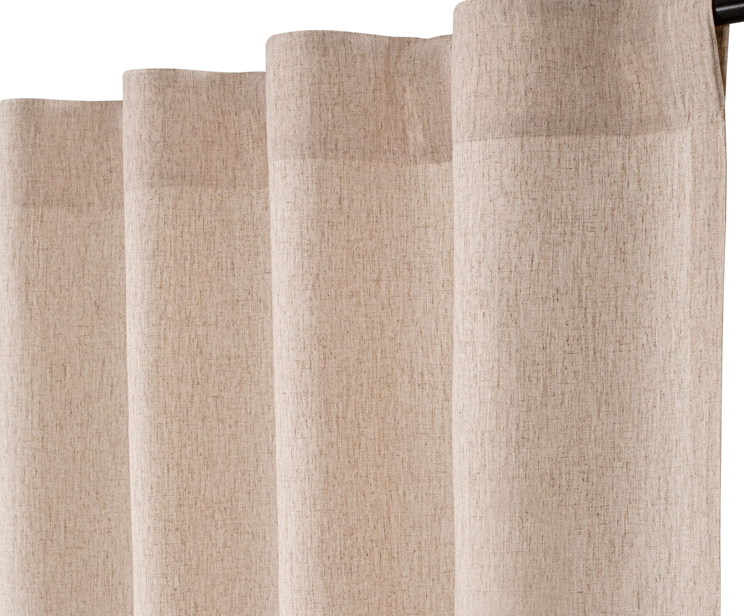 Natural Flax Linen Curtains 50x96 Inches - Set of 2 Taupe Tab Top Drapes for Farmhouse & Rustic Decor | Thanksgiving & Christmas Holiday Window Treatments
