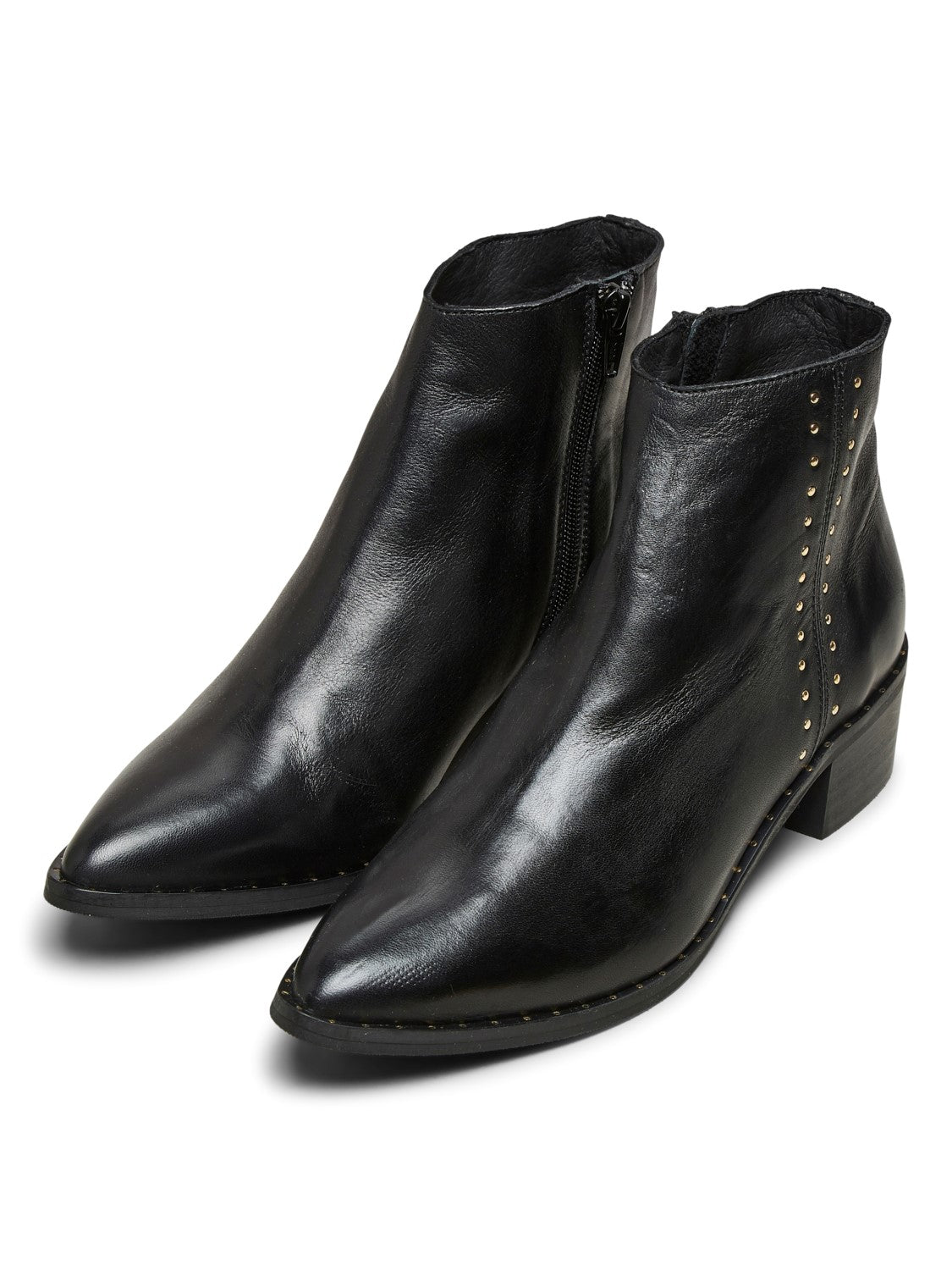 SELECTED FEMME Women's Black Leather Ankle Boots - Stylish & Comfortable for Casual Outings, Office Wear & Evening Events