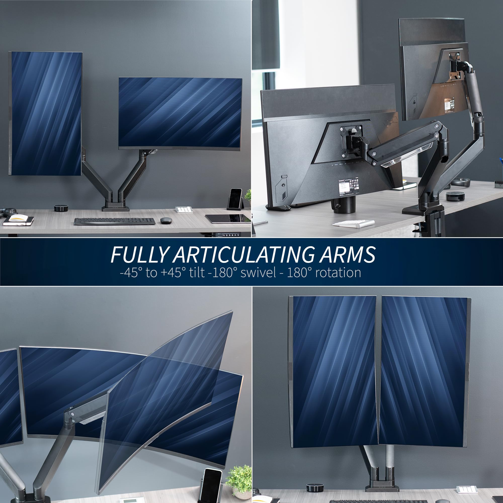 Premium Aluminum Heavy Duty Dual Monitor Stand for 2 Ultrawide Screens up to 38