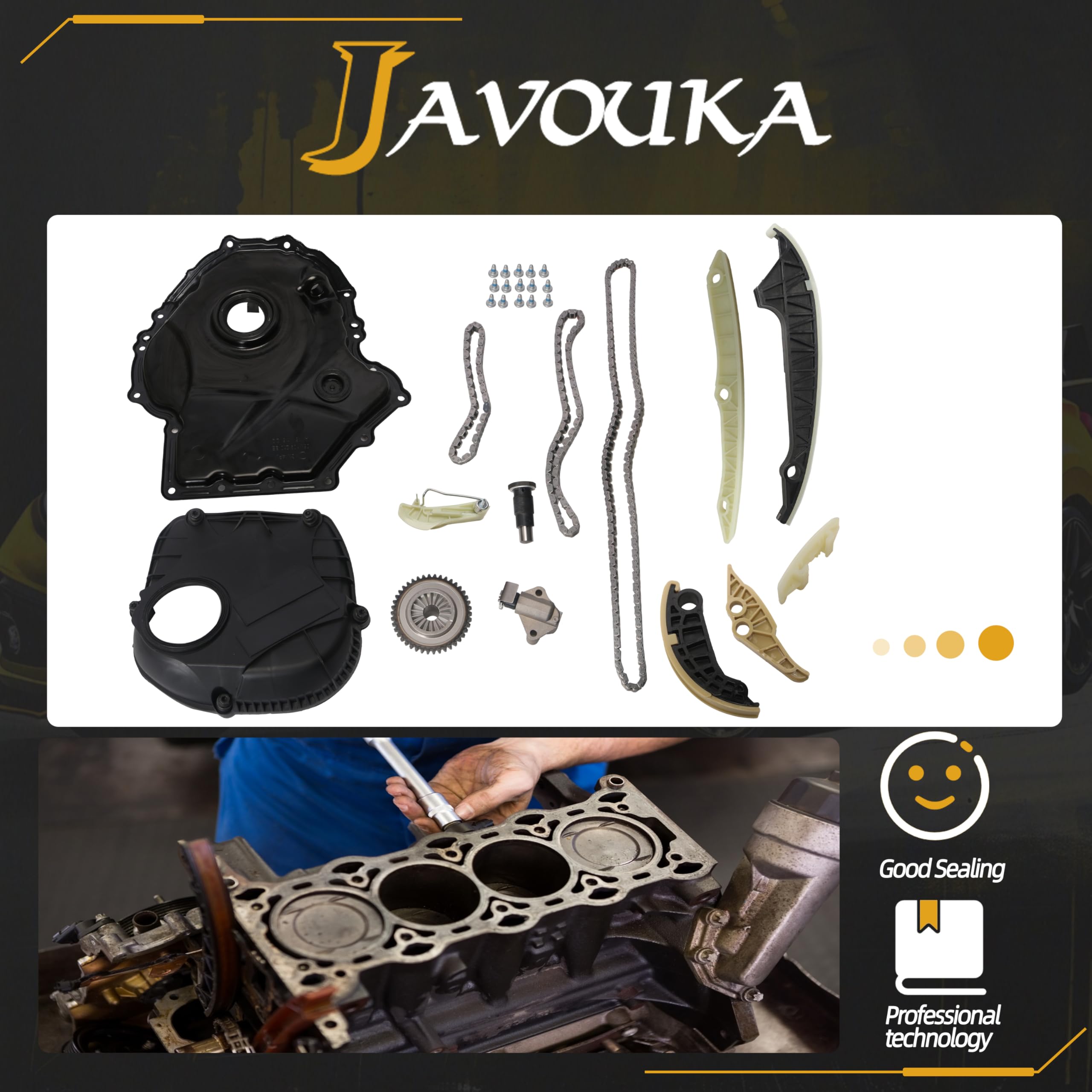 High-Quality EA888 Engine Timing Chain Kit with Cover, Tensioner & Guide Rails - Compatible with Audi A4 A6 Q5 TT & VW Tiguan Passat Jetta GTI Beetle 1.8T 2.0T (2006-2017) - Perfect for Engine Repair & Performance Upgrades