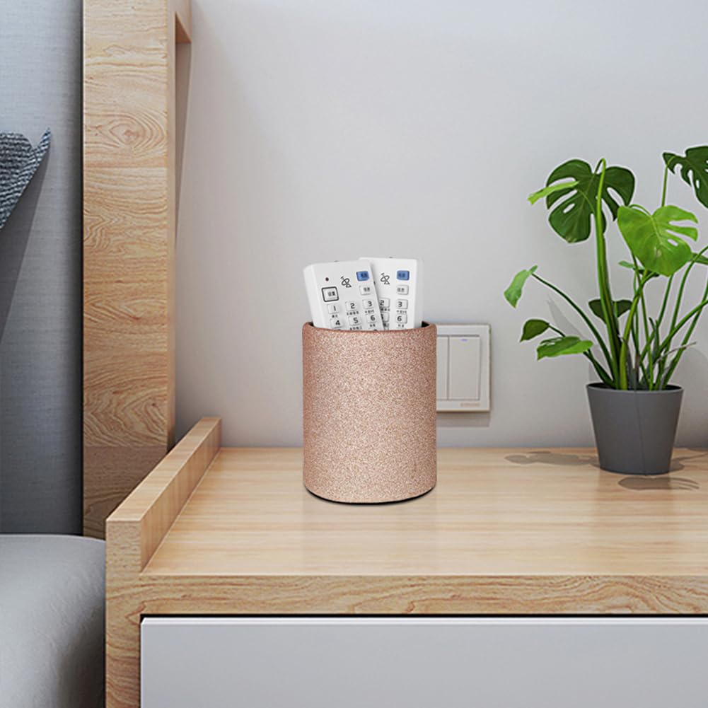 Premium PU Leather Pen & Pencil Holder - Desk Organizer Cup for Brushes, Scissors & Office Supplies (3.3