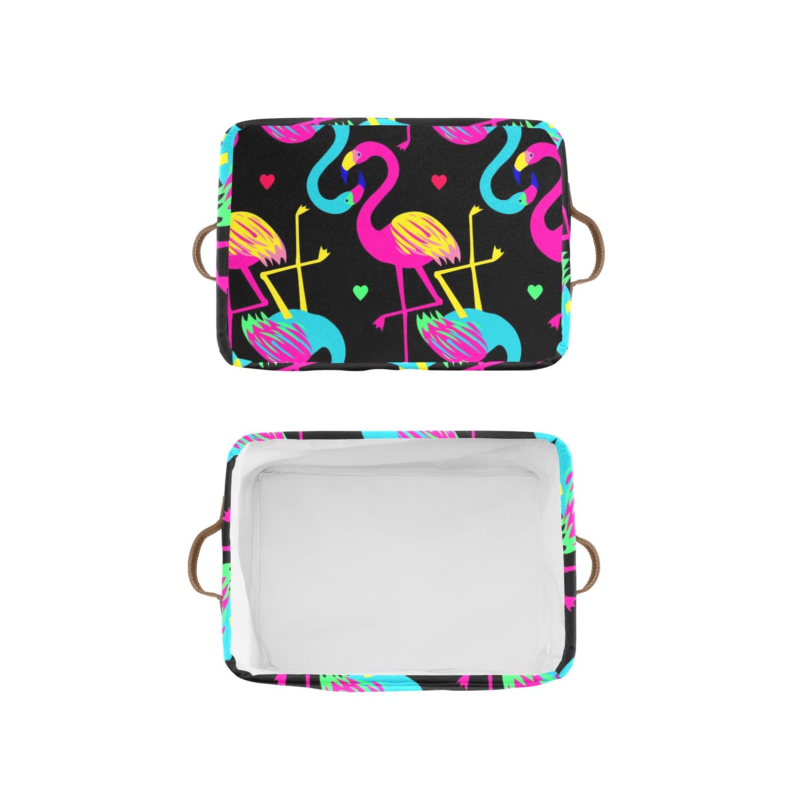 Collapsible Storage Bin with Handle - Tropical Hawaiian Flamingo Design, Foldable Organizer Basket for Clothes, Toys, Pet Supplies & Nursery Items | Perfect for Closet, Bedroom, Kids Room & Home Organization