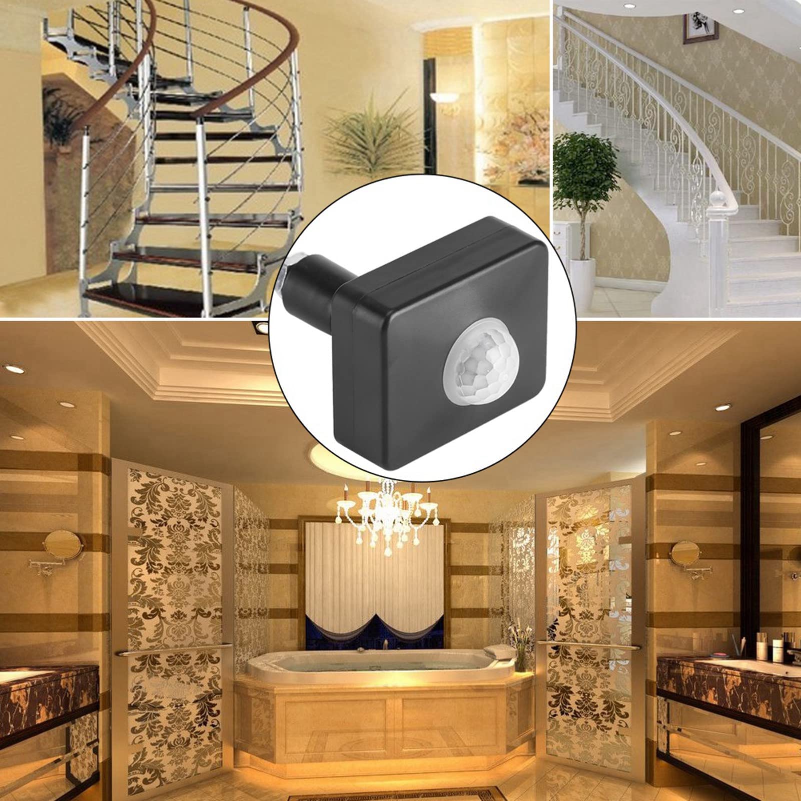 PIR Motion Sensor Switch for Outdoor & Indoor Use - Infrared Ceiling Occupancy Detector, Body Motion Activated Light Switch for Stairs, Walls & Solar Security Lights - Ideal for Home, Office & Commercial Spaces
