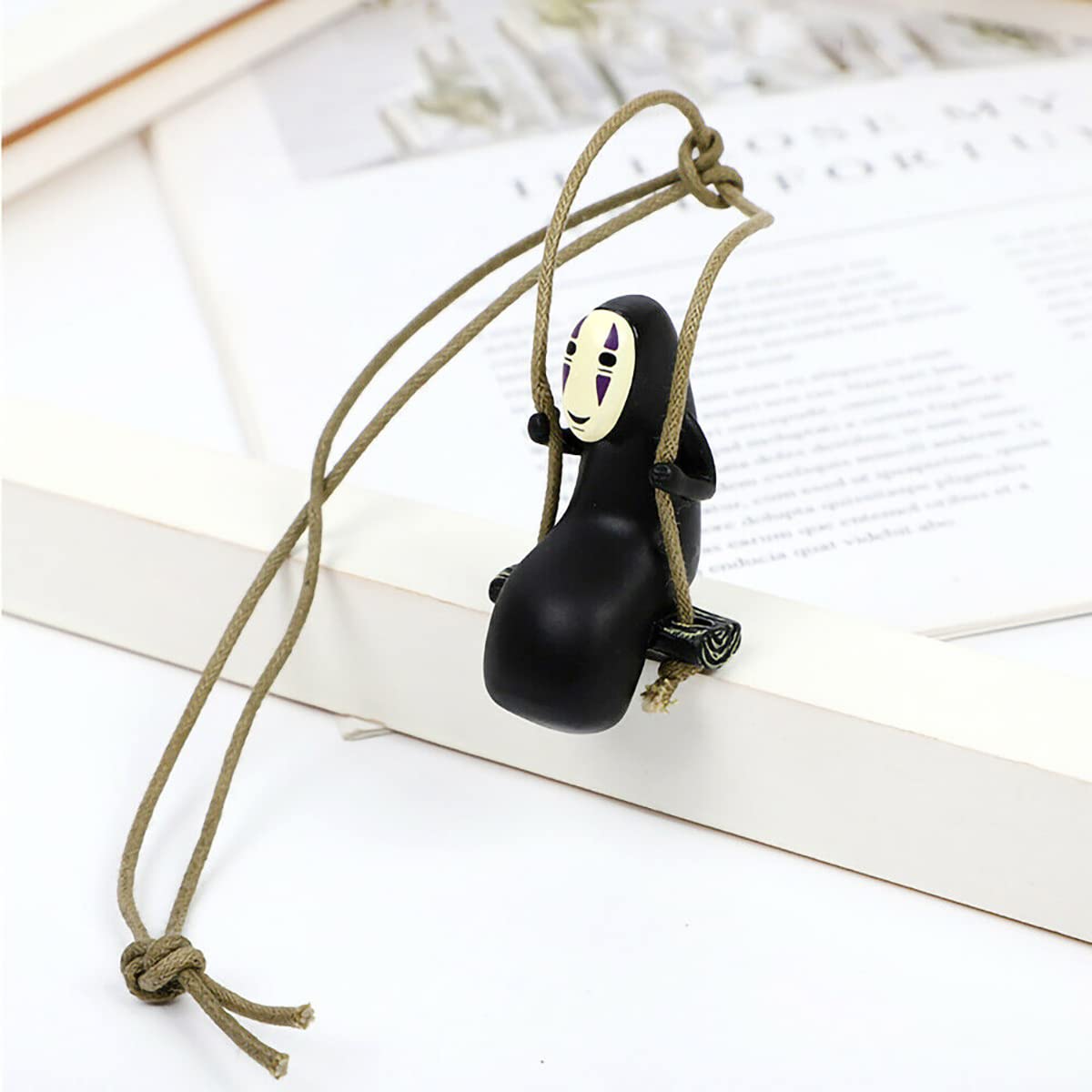 No Face Man Anime Car Pendant Hanging Swing - Cute Car Accessories for Rear View Mirror, Home Office & Garden Decor - Perfect for Studio Ghibli Fans and Kawaii Lovers