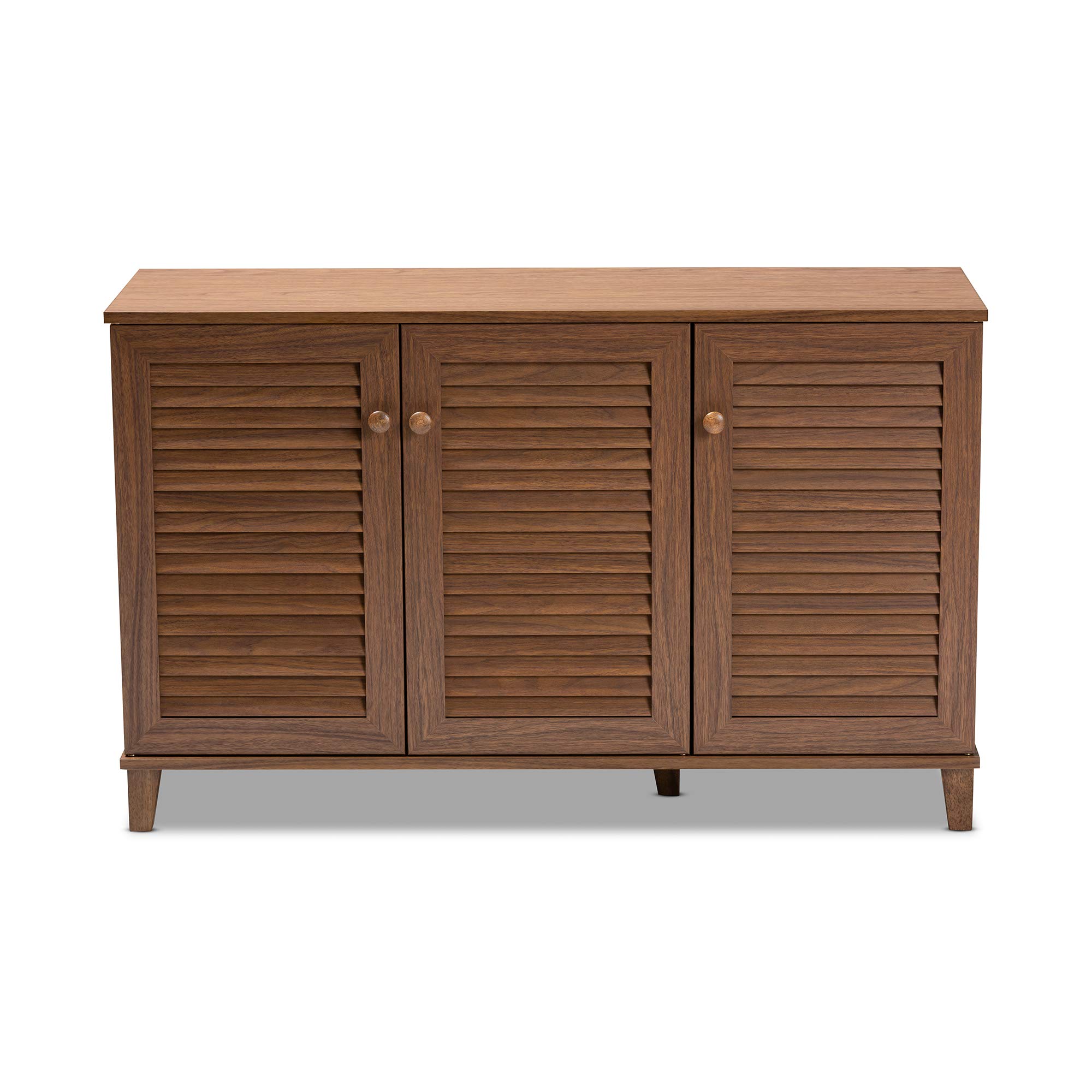 Baxton Studio Shoe Cabinet - Walnut Finish, Space-Saving Storage Organizer for Entryway, Hallway, or Closet - Perfect for Small Apartments and Homes