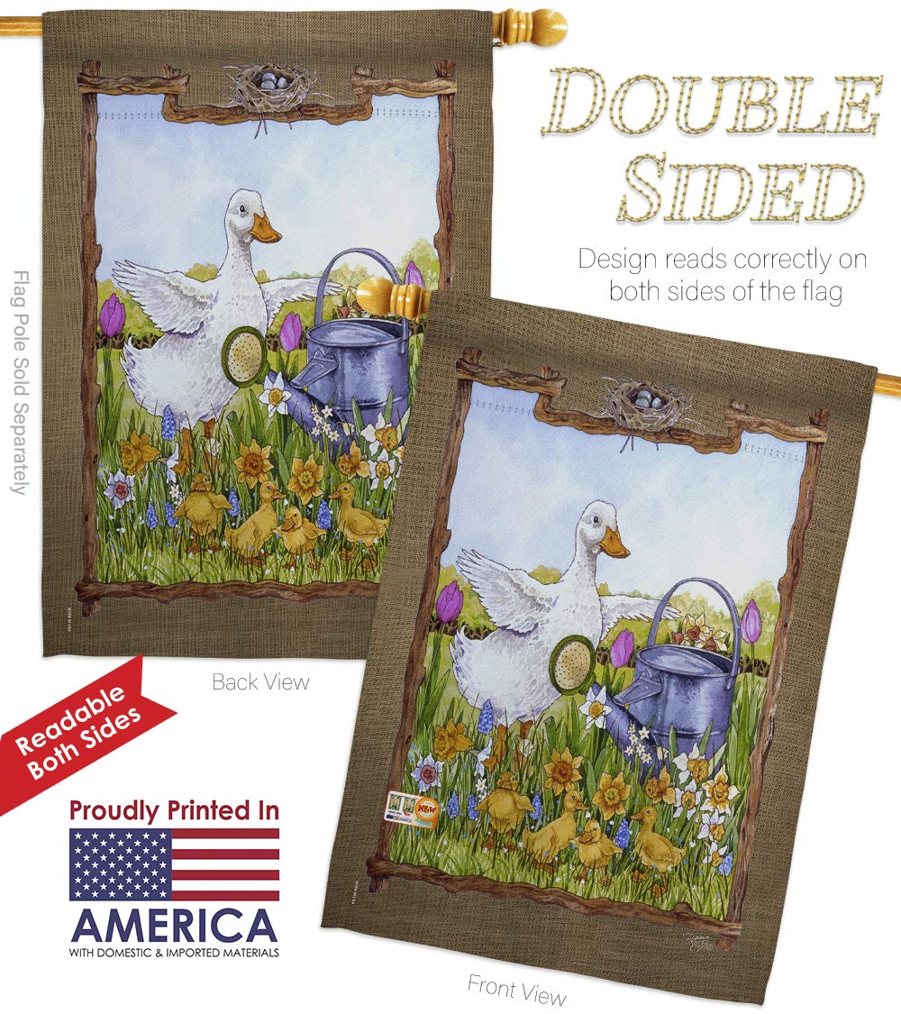Duck Garden Flag Set - 28x40 Double Sided Outdoor Decor for Yard