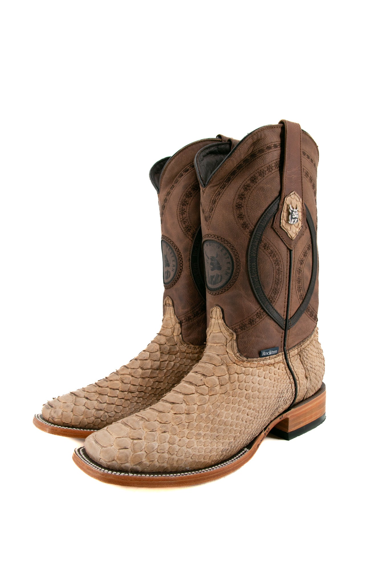 Exotic Python Square Toe Cowboy Boots for Men & Women - Western Style Fashion Boots for Rodeo, Country Music Festivals & Night Out