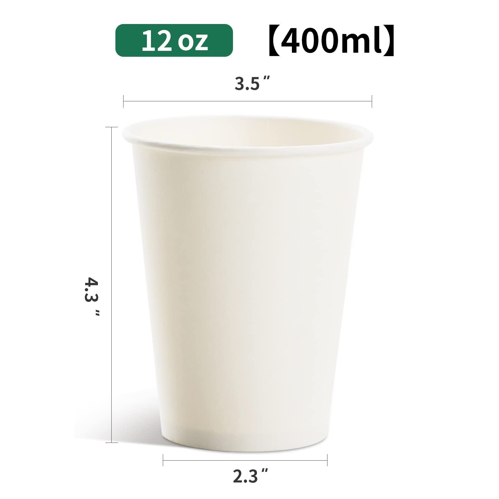 RACETOP 12 oz Disposable Hot Paper Coffee Cups [1000 Pack] - Heavy Duty White Paper Cups for Coffee, Tea, Hot Chocolate - Perfect for Offices, Cafes, Events & Catering