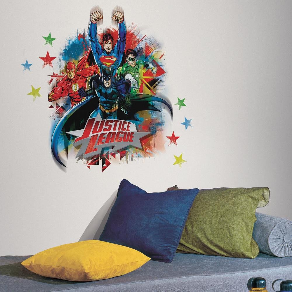 Justice League Peel and Stick Giant Wall Decals - Batman, Superman, Wonder Woman Superhero Room Decor - Easy to Apply & Remove Wall Stickers for Kids Bedroom, Playroom, Dorm (RMK2165GM)