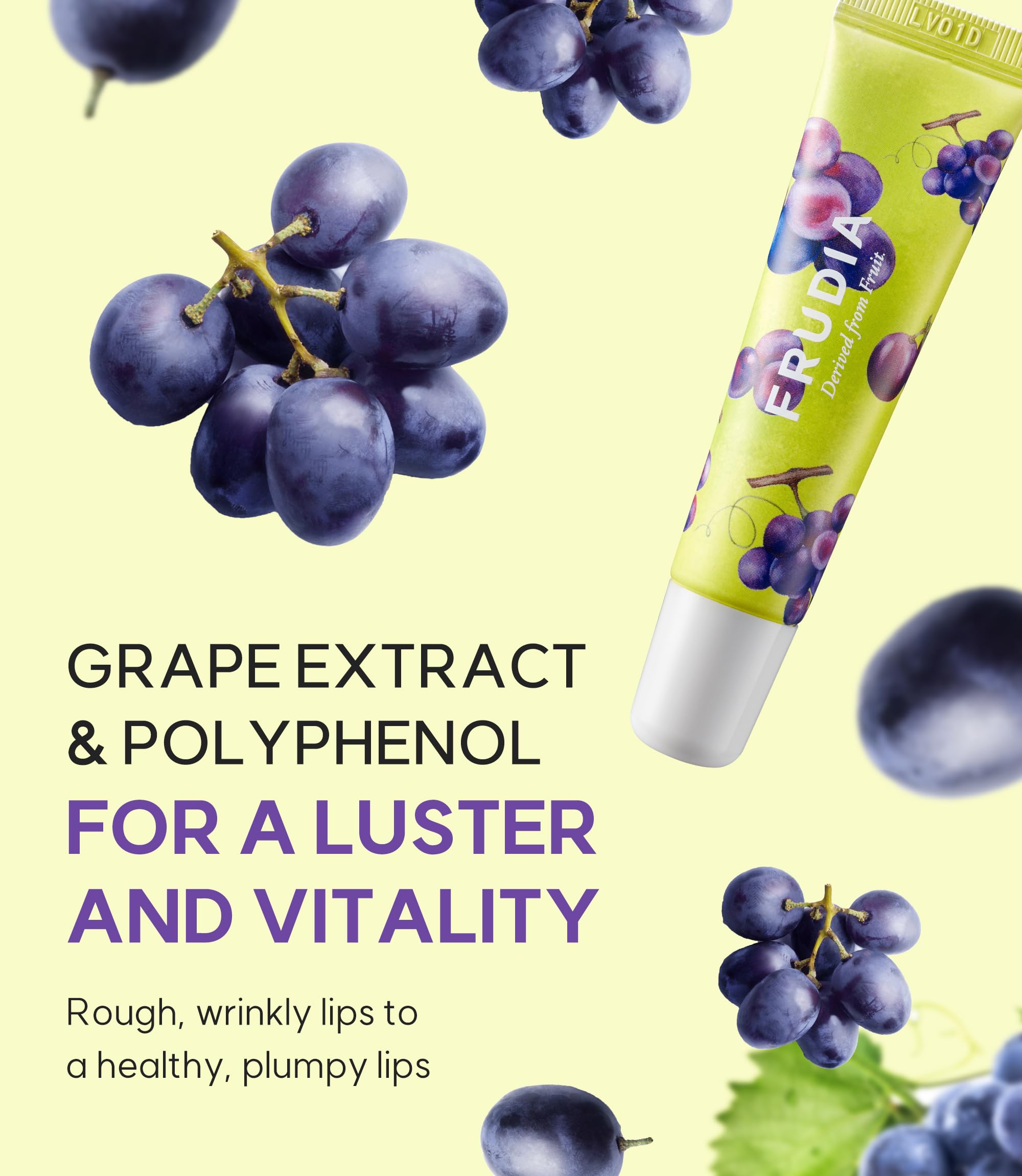 Frudia Grape Honey Chu Lip Essence - Hydrating Korean Lip Balm for Dry Lips | Organic Lip Plumper Gloss for Men & Women | Moisturizing Lip Oil Treatment (0.33 Fl Oz) - Perfect for Winter Care & Daily Lip Nourishment