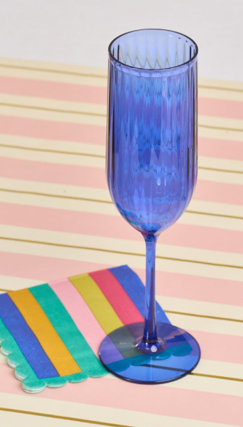 Modern Tall Champagne Glasses - Set of 8 Oz Cobalt Blue Crystal Flutes for Wedding, Party & Special Occasions