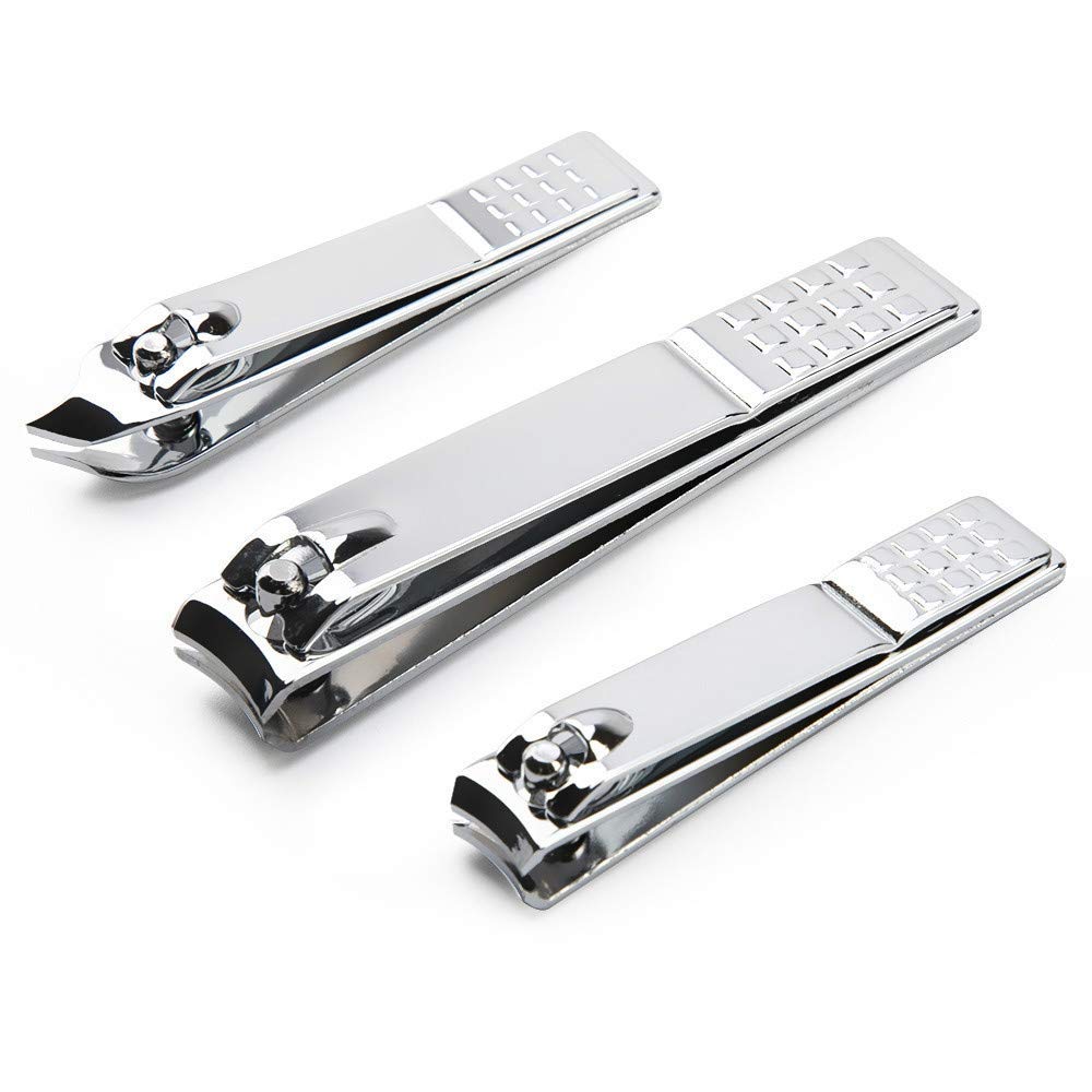 Professional Stainless Steel Nail Clippers Set - Silver Toe & Finger Nail Trimmer with Cuticle Clamp | Portable Manicure Pedicure Kit for Travel, Home & Salon Use