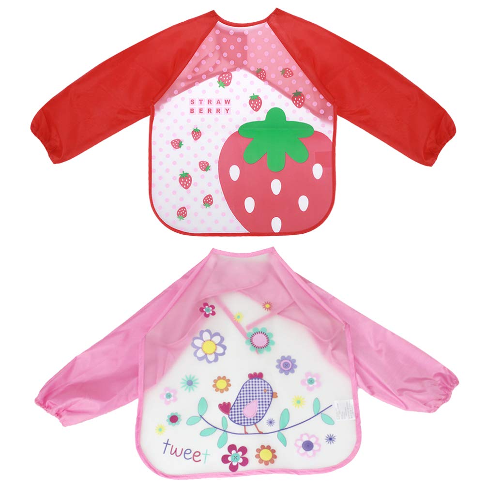 PRETYZOOM 2 Pack Kids Waterproof Art Smocks with Long Sleeves - Painting Aprons for Boys & Girls - Ideal for Art Class, Baking, Cooking & Craft Activities - Washable & Durable Artist Protective Wear