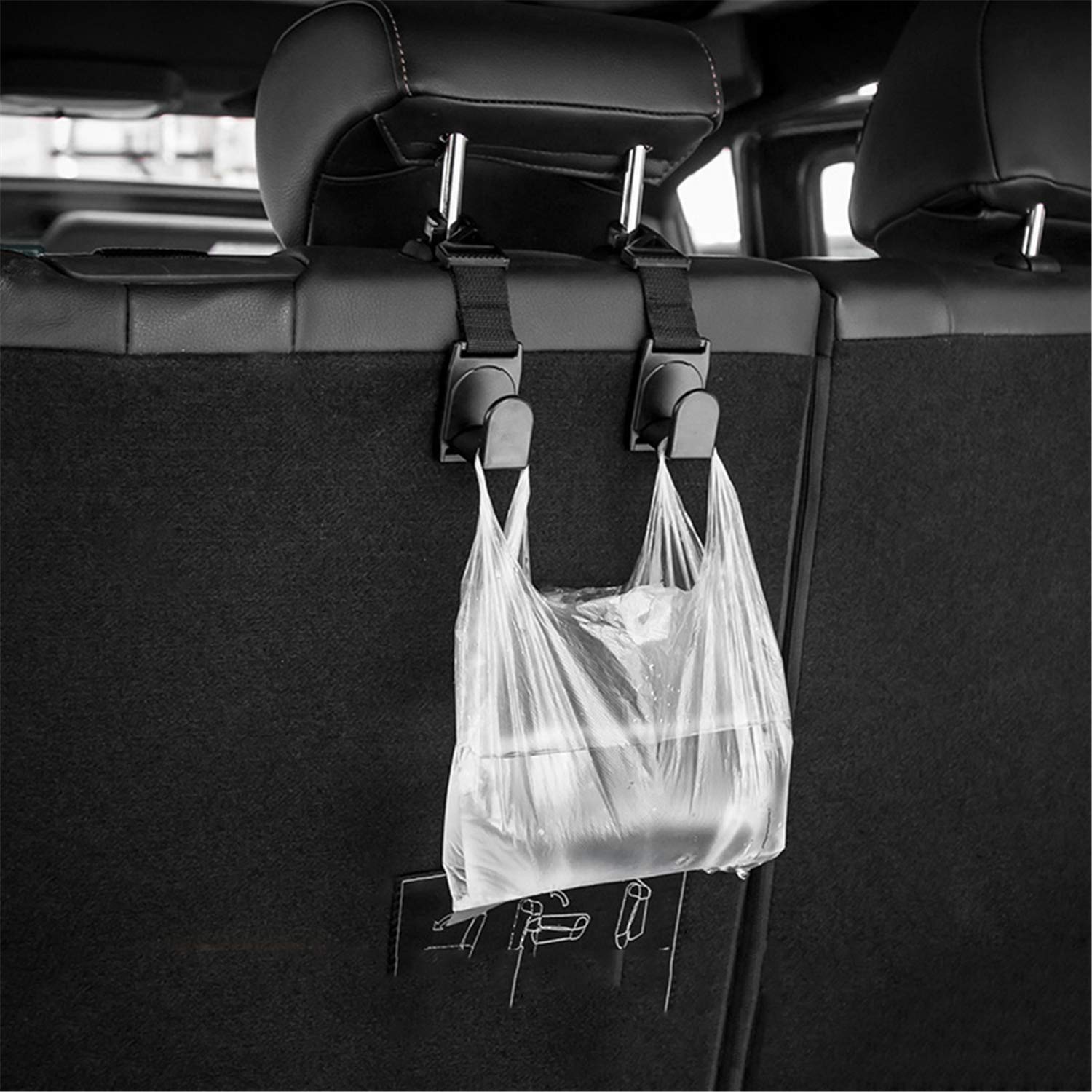 YOCTM Car Hooks Back Seat Headrest Hanger - 2 Pack Black Interior Accessories for Jeep Wrangler JL TJ JK JLU (2007-2024 Models) | Perfect for Sports, Sahara, Freedom & Rubicon | Organize Groceries, Purses & Shopping Bags