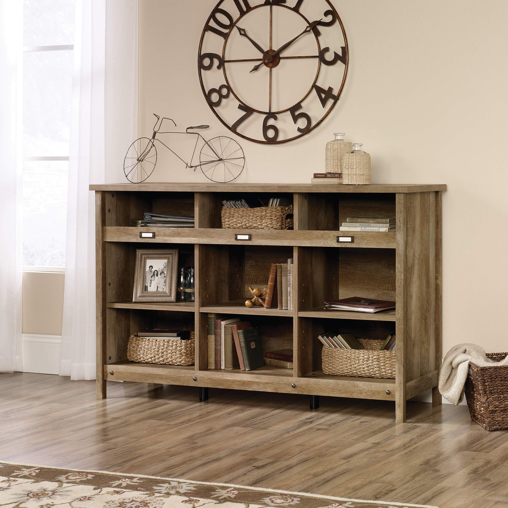 Sauder Adept Storage Credenza - Multi-Purpose Organizer with Craftsman Oak Finish for Home Office, Living Room & Bedroom Storage Solutions