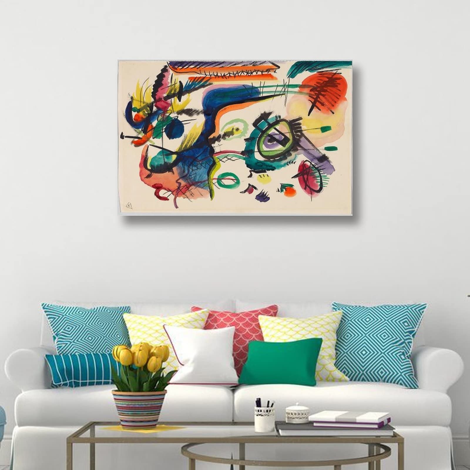 Wassily Kandinsky Draft for Composition VII - Abstract Expressionism Art Poster, Canvas Wall Art for Living Room & Bedroom Decor - 12x18 inches (30x45cm) - Perfect for Modern Home, Office & Gallery Display