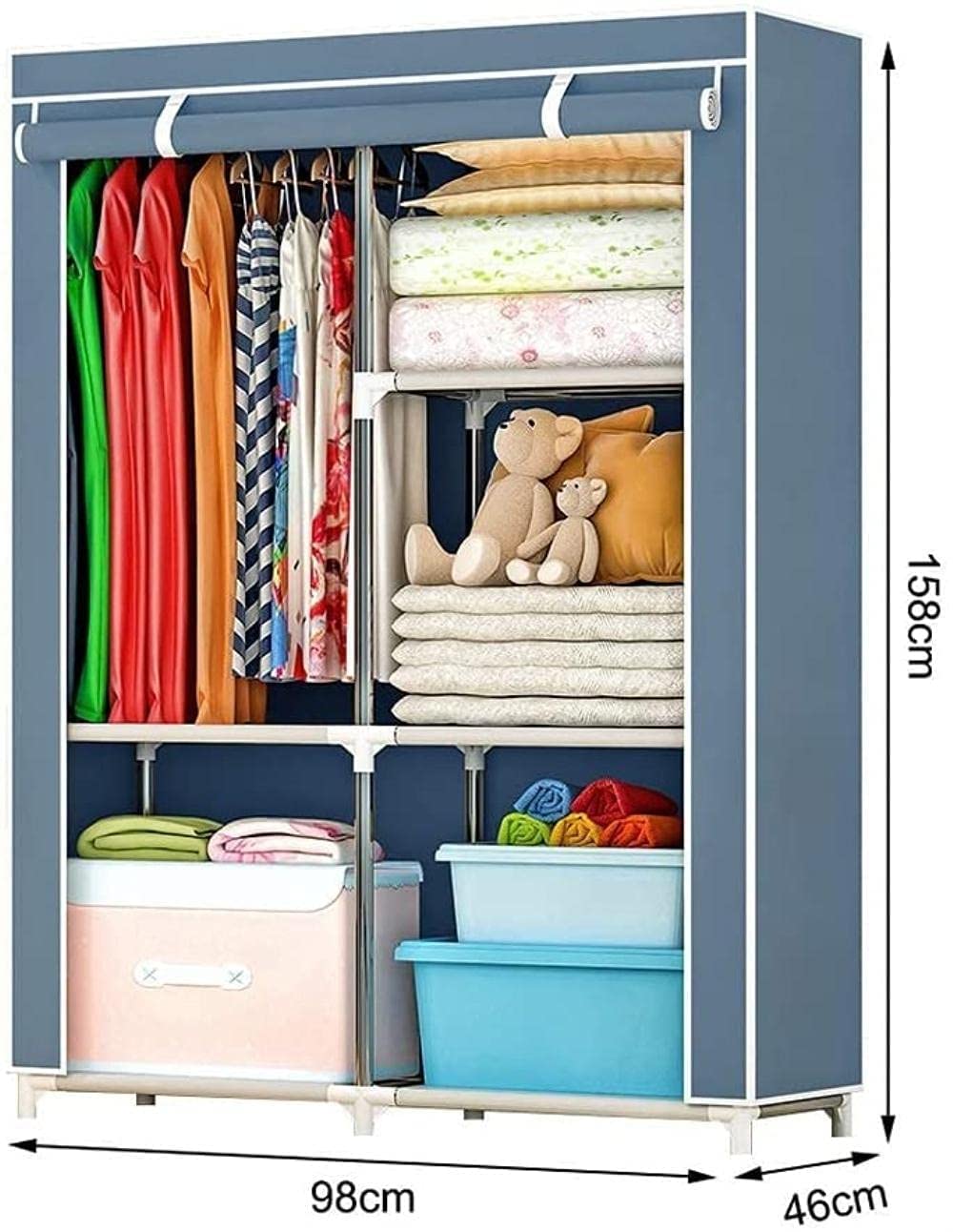 Portable Wardrobe Closet - Foldable Dustproof Clothes Storage with Reinforced Steel Frame (39x16x59 Inches, Purple) - Ideal for Small Spaces, Dorm Rooms & Travel