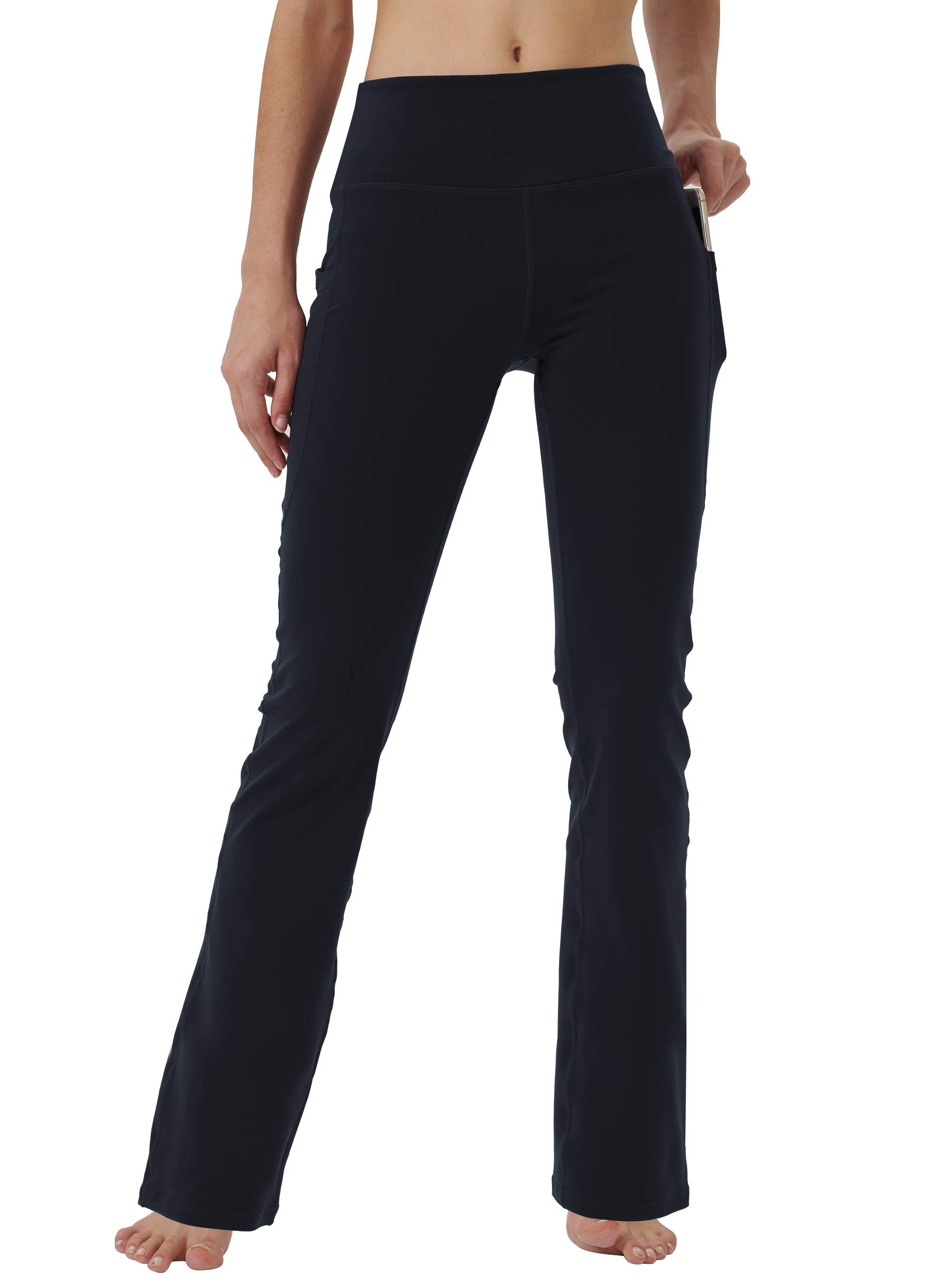 Women's High Waisted Bootcut Yoga Pants with Hidden Pockets - Tummy Control Workout Leggings for Running, Gym & Lounge Wear