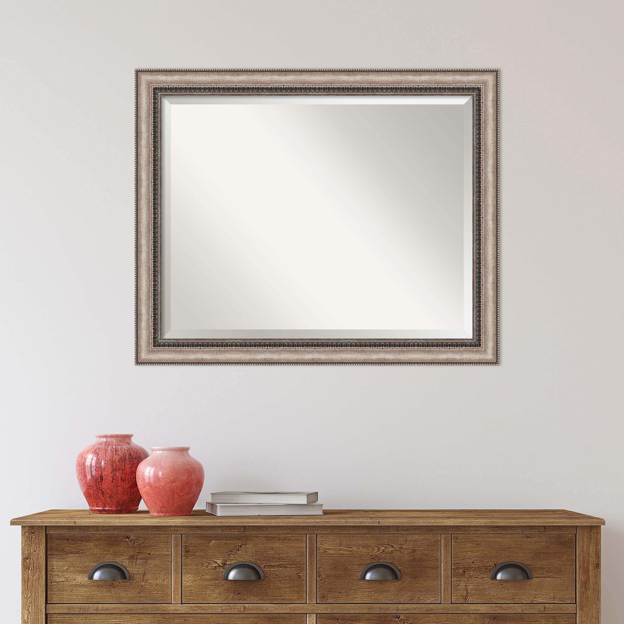 Amanti Art Framed Bathroom Vanity Mirror 28x22 Inches - Lyla Ornate Silver Design for Modern Bathroom Decor | Perfect for Makeup, Shaving & Home Vanity