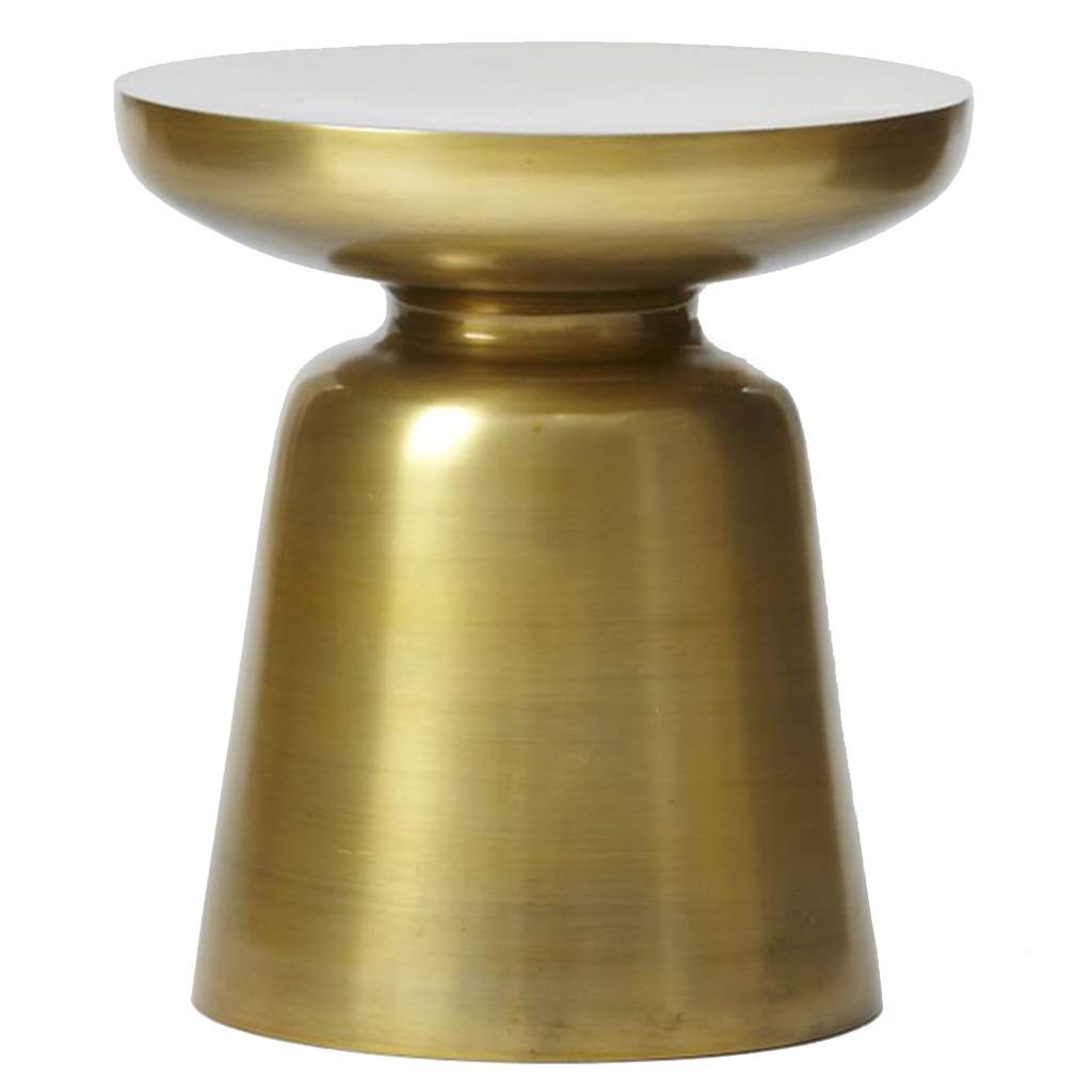 Luxury Metal Side Table - Small Bedside Table for Bedroom, Drum Shape Coffee Table with Removable Tray, Corner Table (Yellow, 40x40x43cm) - Perfect for Living Room, Bedroom & Office Decor
