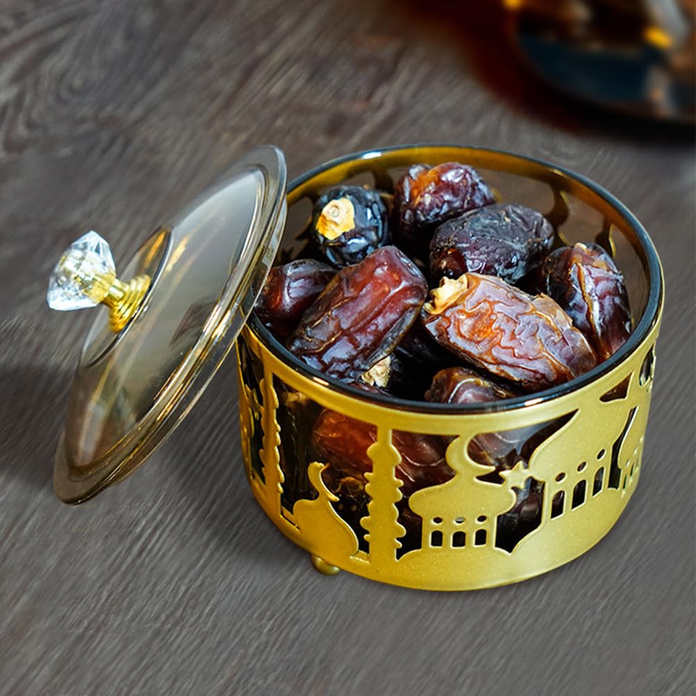 Lurrose Ramadan Candy Jar with Lid - Eid Mubarak Snacks Container for Kitchen & Party