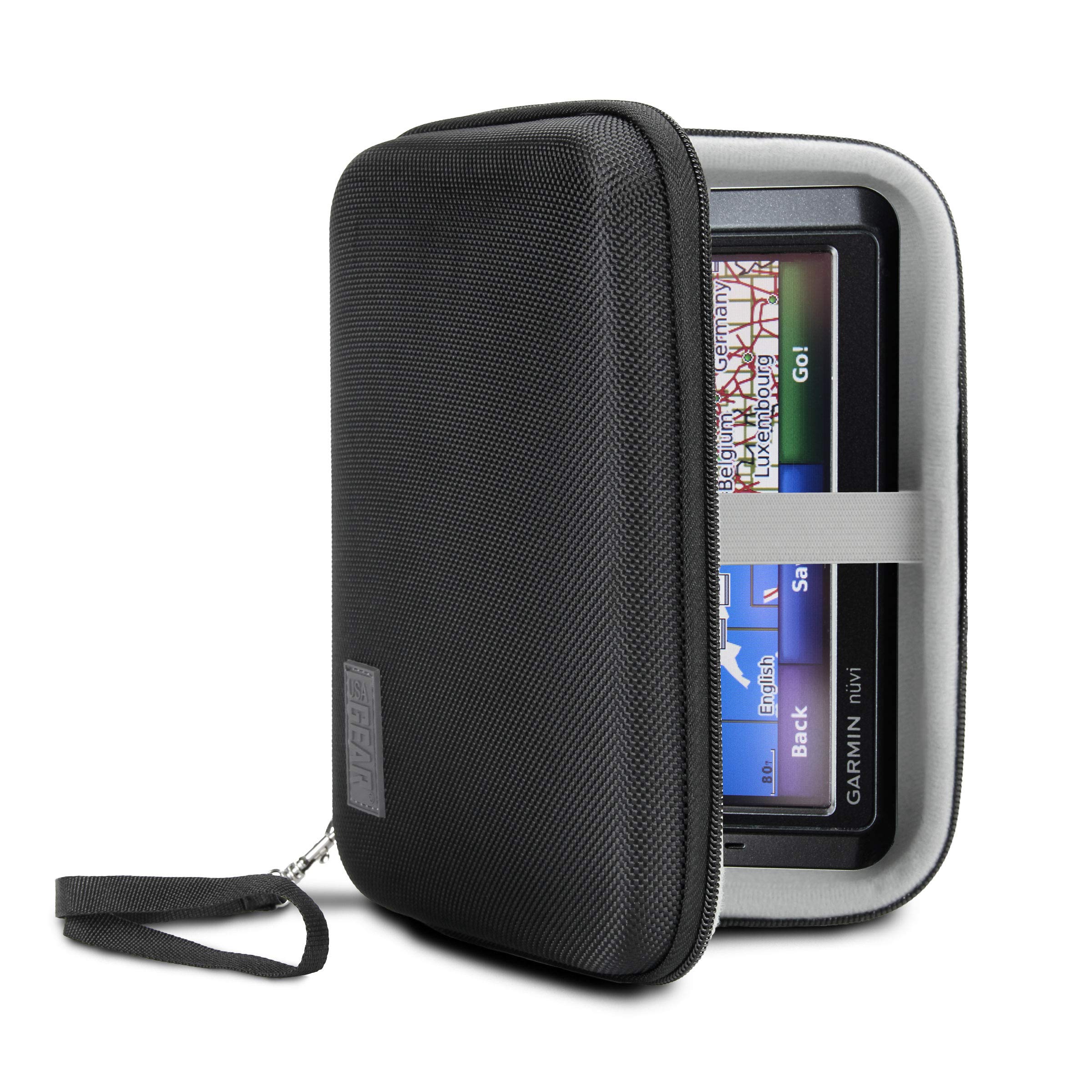 USA Gear Hard Shell Electronic Organizer Travel Case 19cm - Waterproof & Durable Storage for Garmin GPS, Chargers, Cables & Small Electronics - Black | Perfect for Travel, Camping & Daily Organization