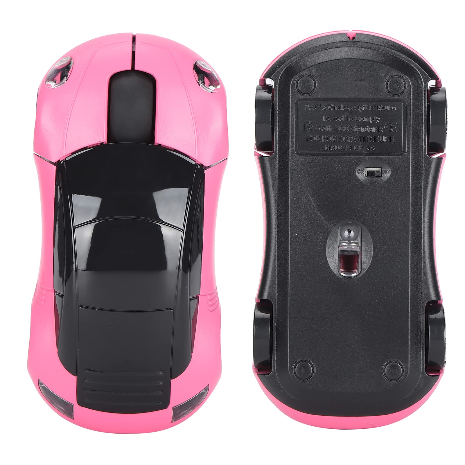 ASHATA 2.4GHz Wireless Gaming Mouse - 3D Sport Car Shape with USB Receiver for PC, Computer & Laptop (Pink) | Ergonomic Design for Gaming, Office & Home Use