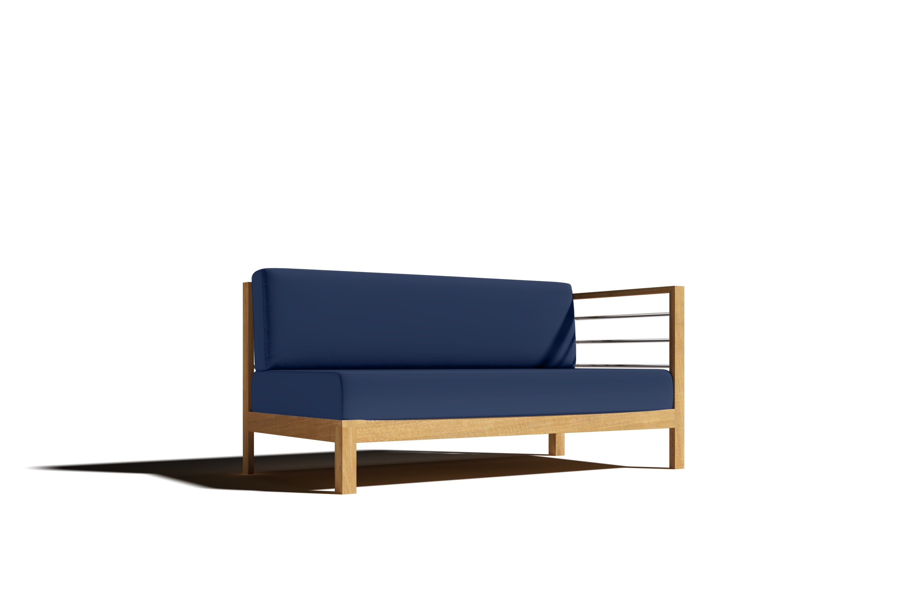 Premium Leon Teak Outdoor Sectional Right Sofa with Sunbrella Navy Cushion - Weather-Resistant Patio Furniture for Backyard, Poolside & Garden Relaxation
